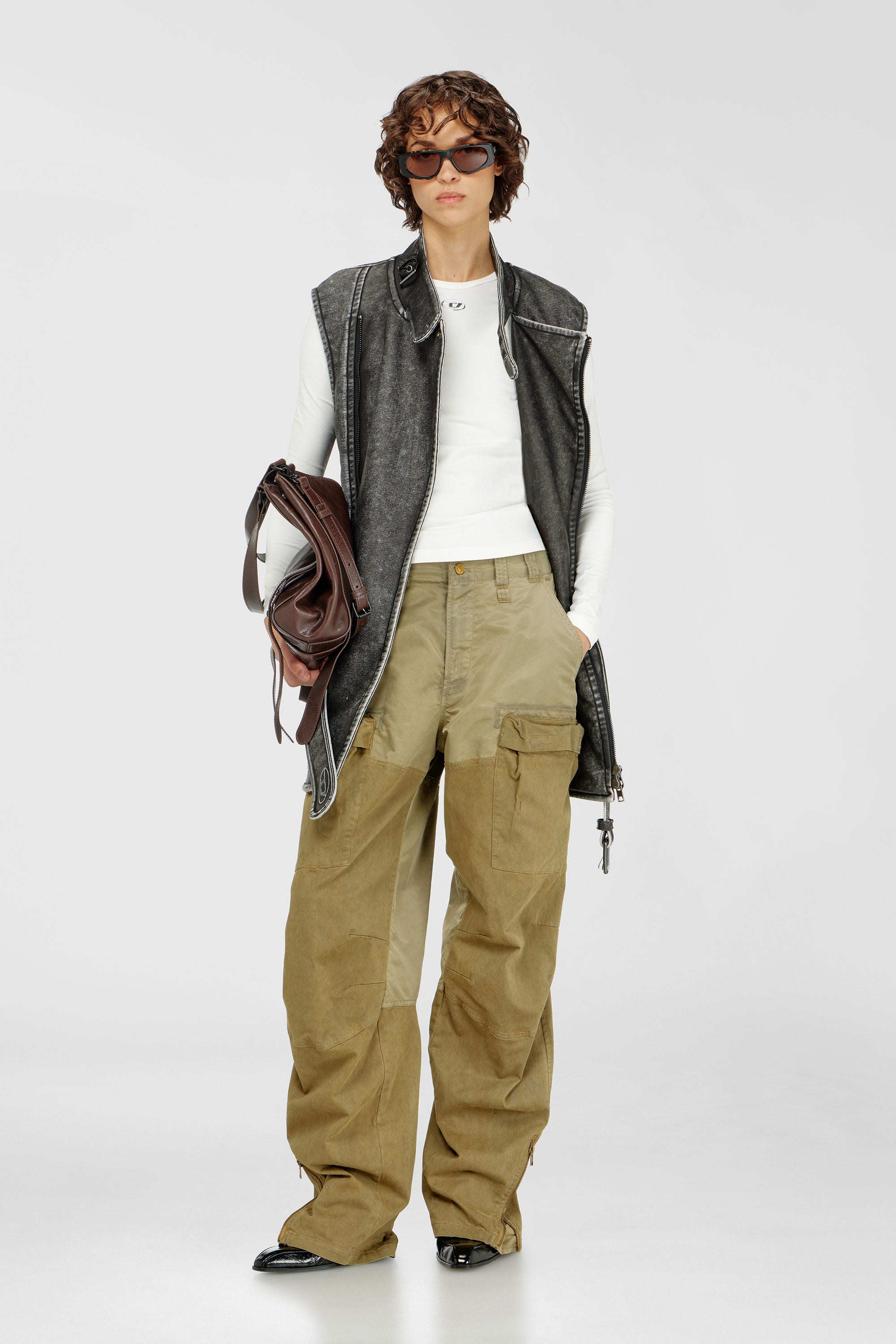 Diesel - T-UNCUTIESLONG-LS-OD, Jersey de algod&oacute;n con logotipo Oval D Mujer in Blanco - 2