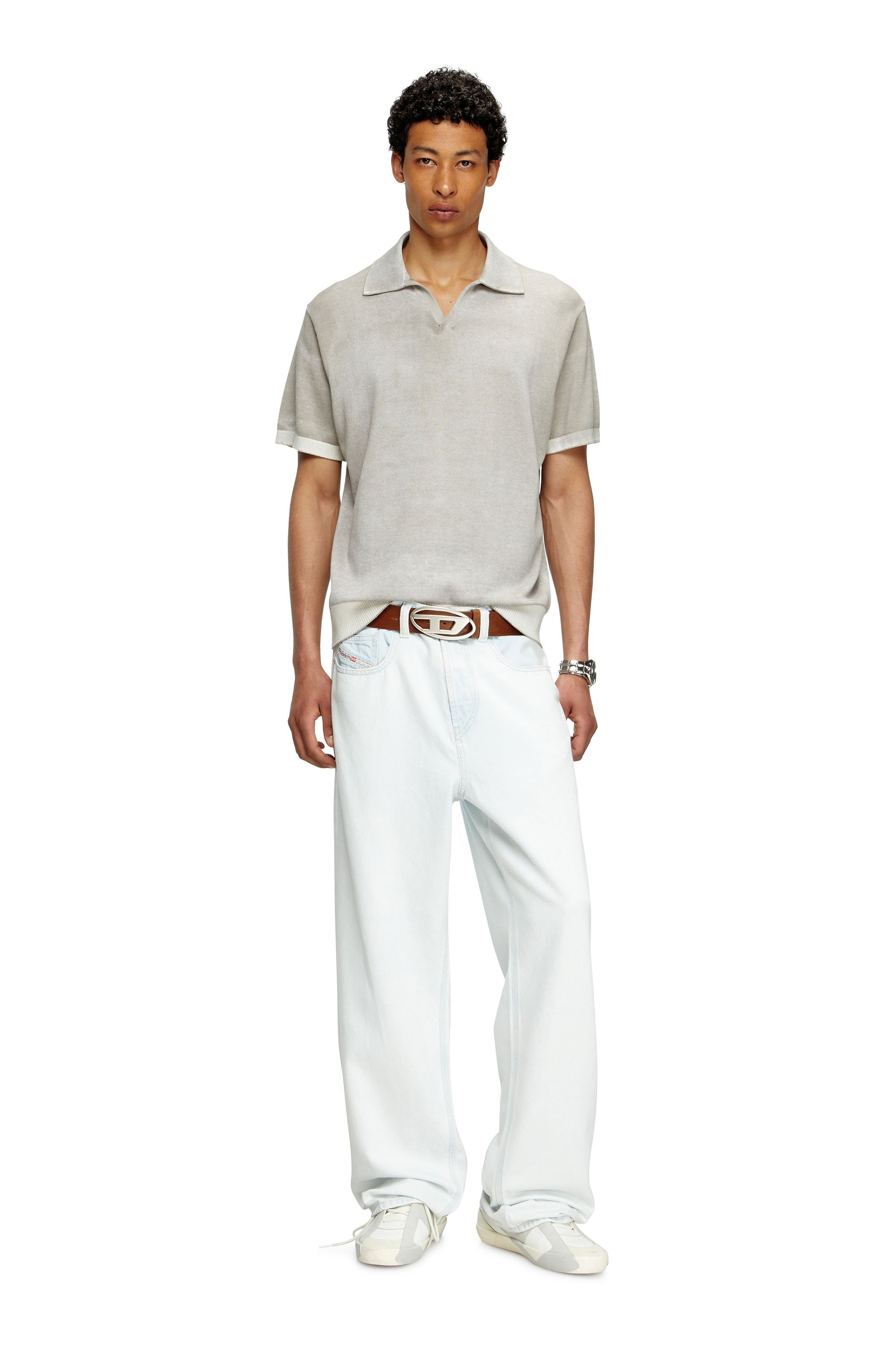 Diesel - K-LORENZO-SS, Male's Reverse-print short-sleeve polo jumper in Grey - 1