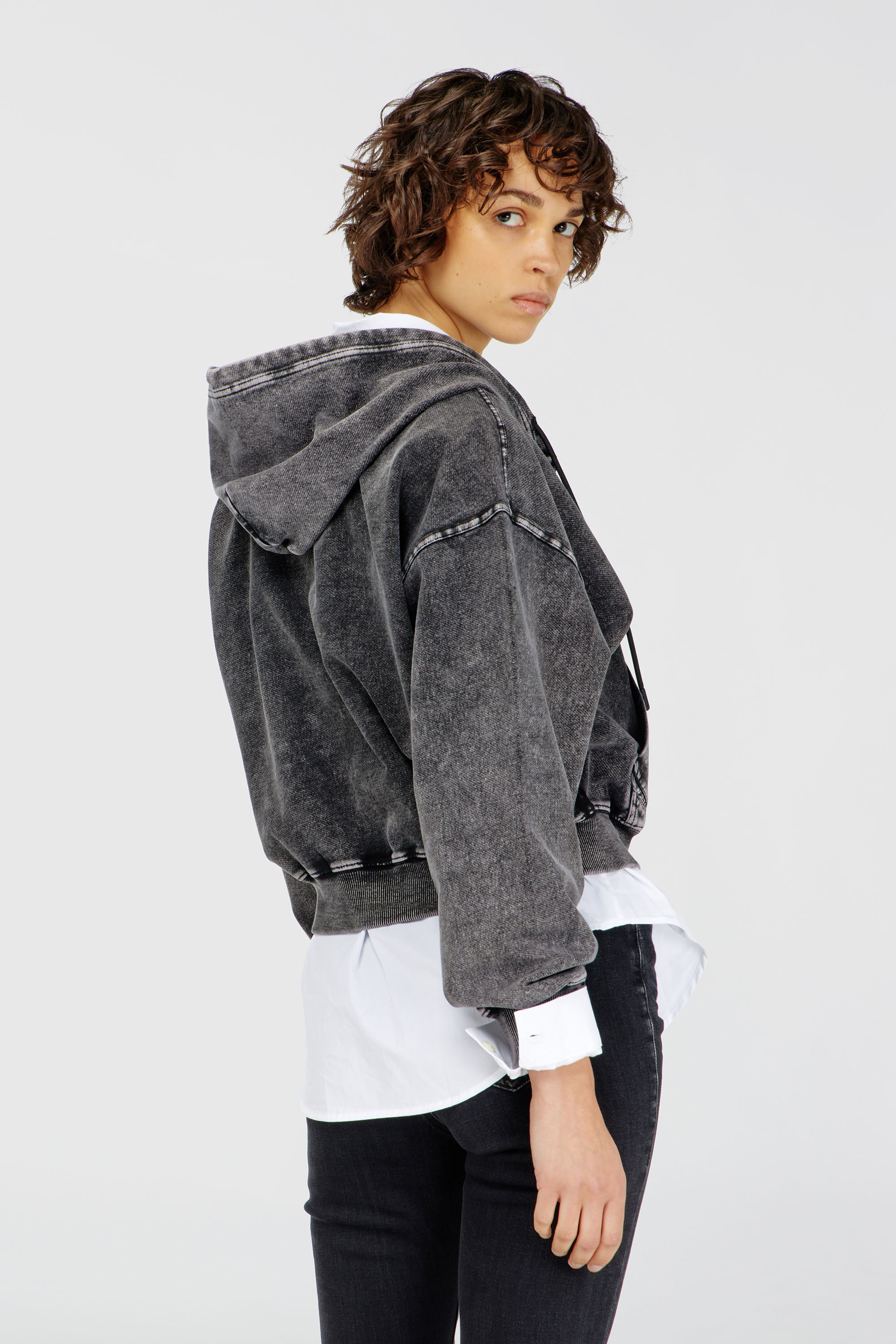 Diesel - F-ELYCY-AA2, Sudadera con efecto denim Mujer in Gris - 4