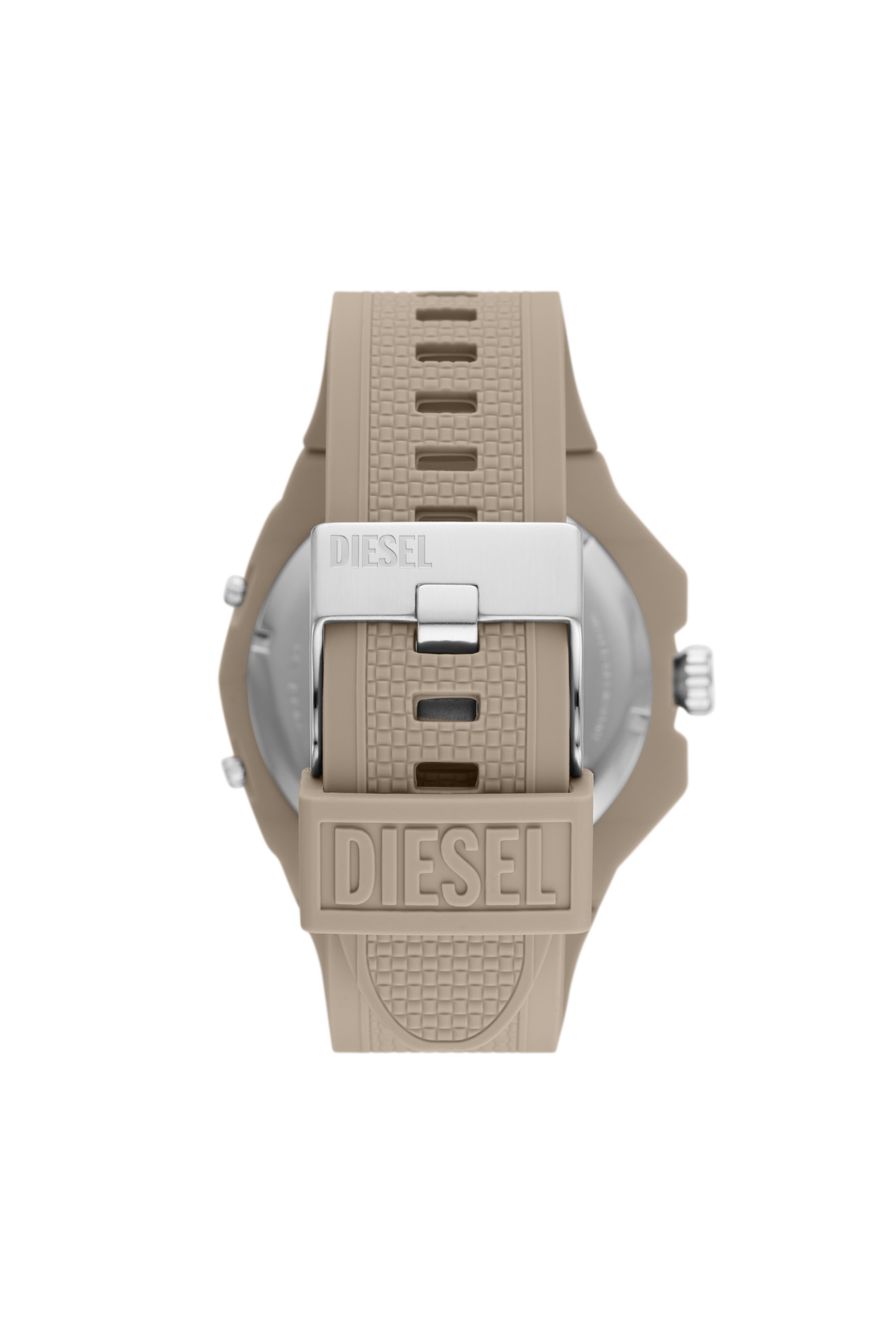 Diesel - DZ1990, Man's Framed three-hand brown silicone watch in Beige - 2
