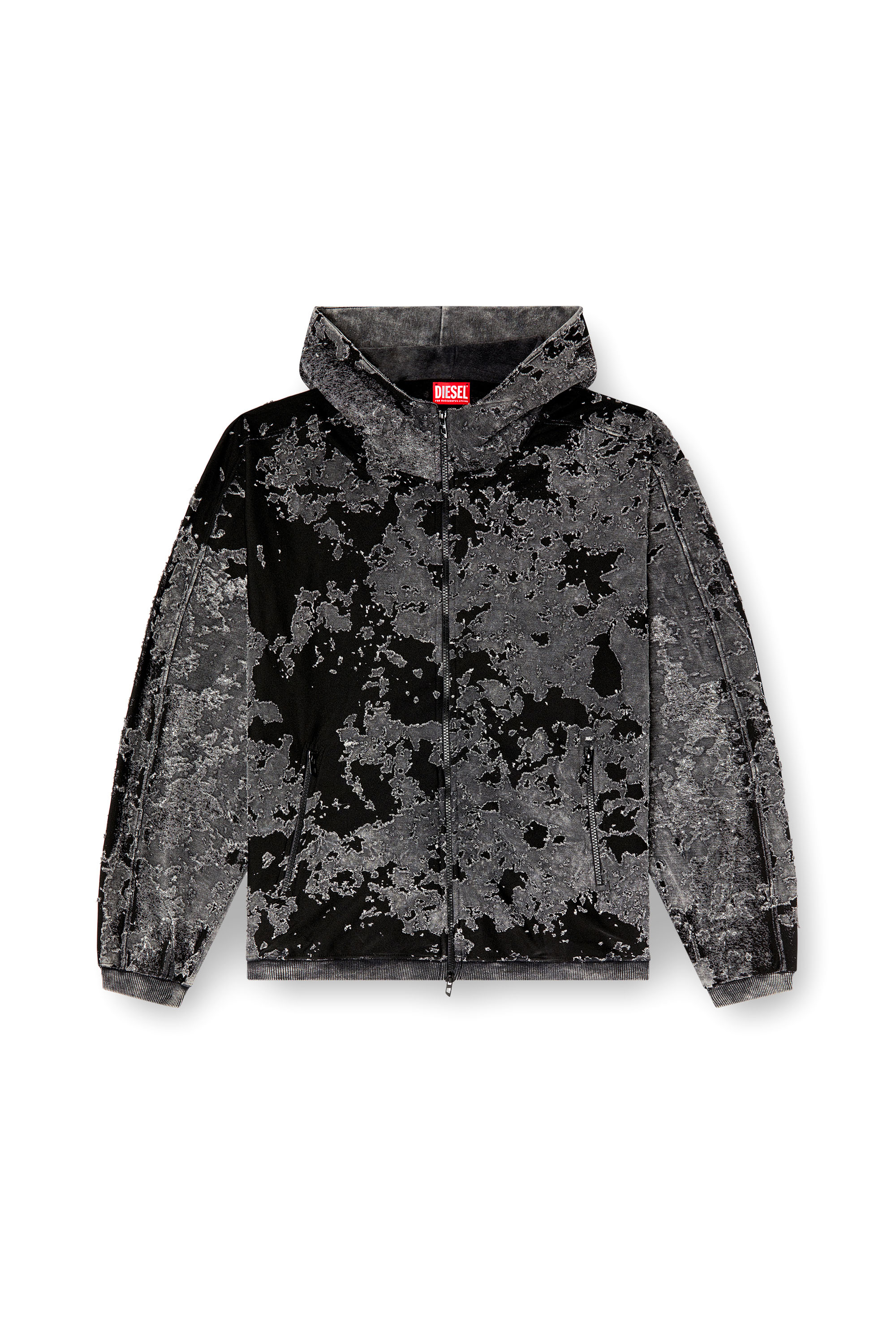 Men's Burnout hoodie with camo effect | Black | Diesel