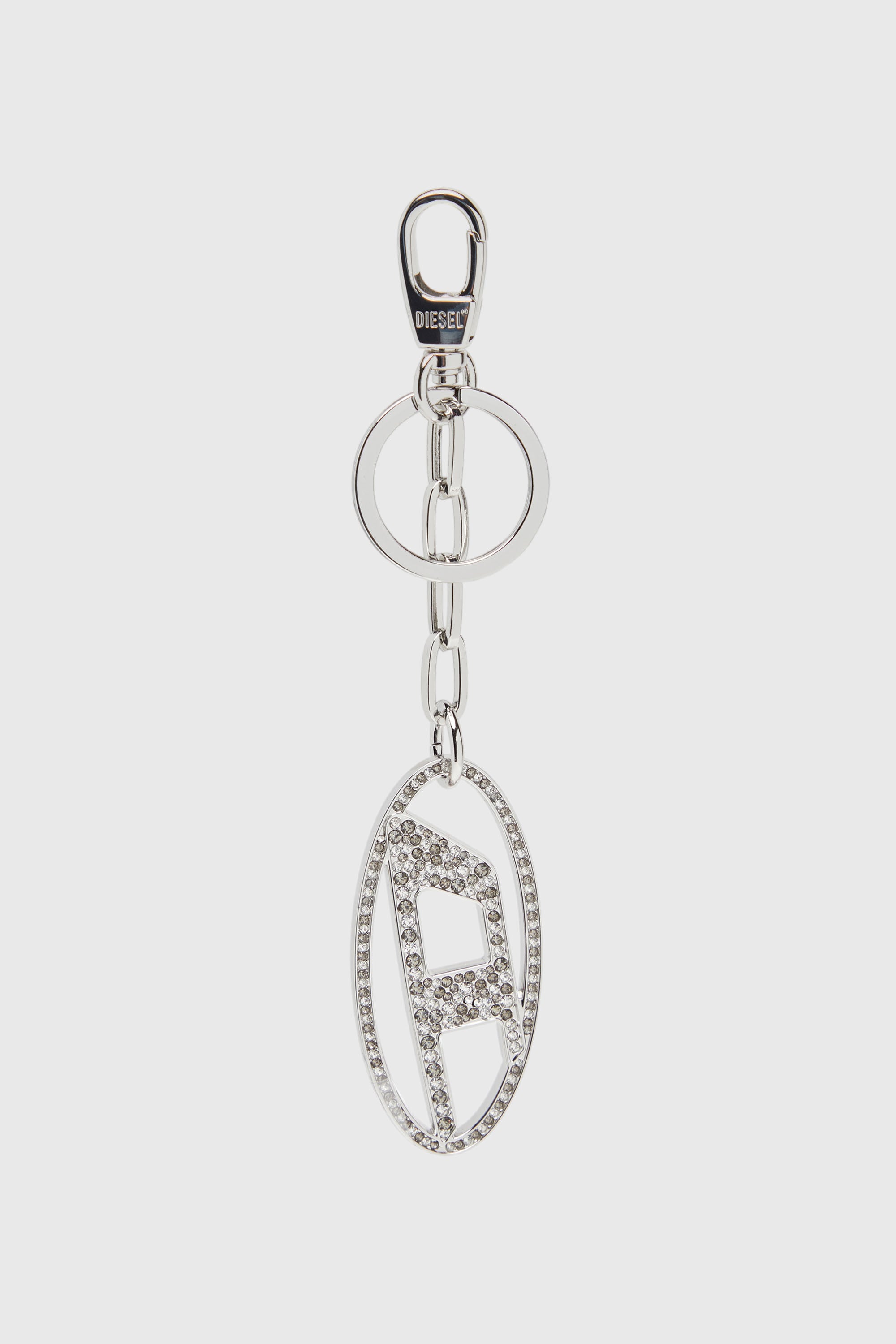 Diesel - HOLY-C, Female's Metal Oval D keyring with crystals in Silver - 1