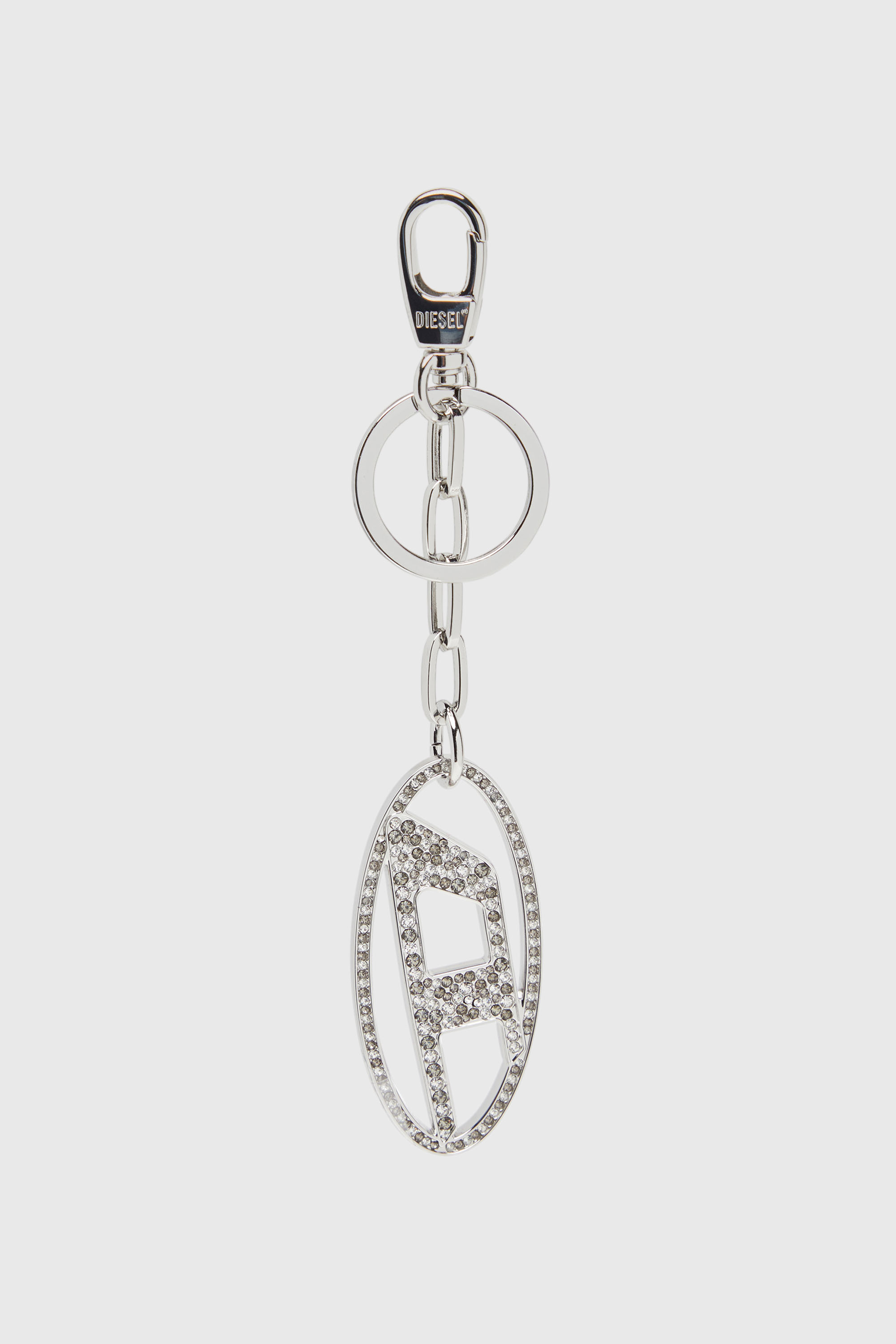 Diesel - HOLY-C, Female's Metal Oval D keyring with crystals in Silver - 1