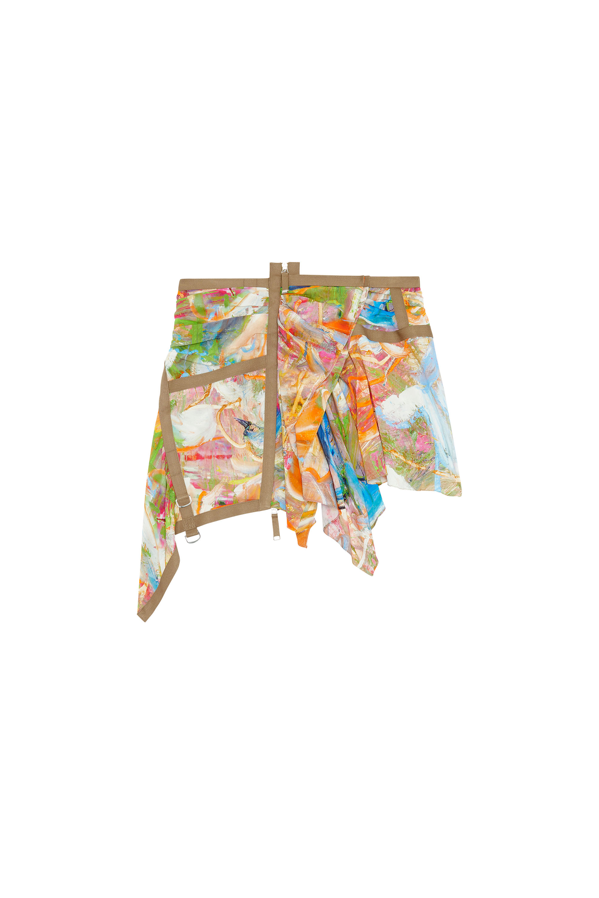 Diesel - O-DIANTHA-PRINT, Female's Mini skirt with abstract print in Brown/Red - 2