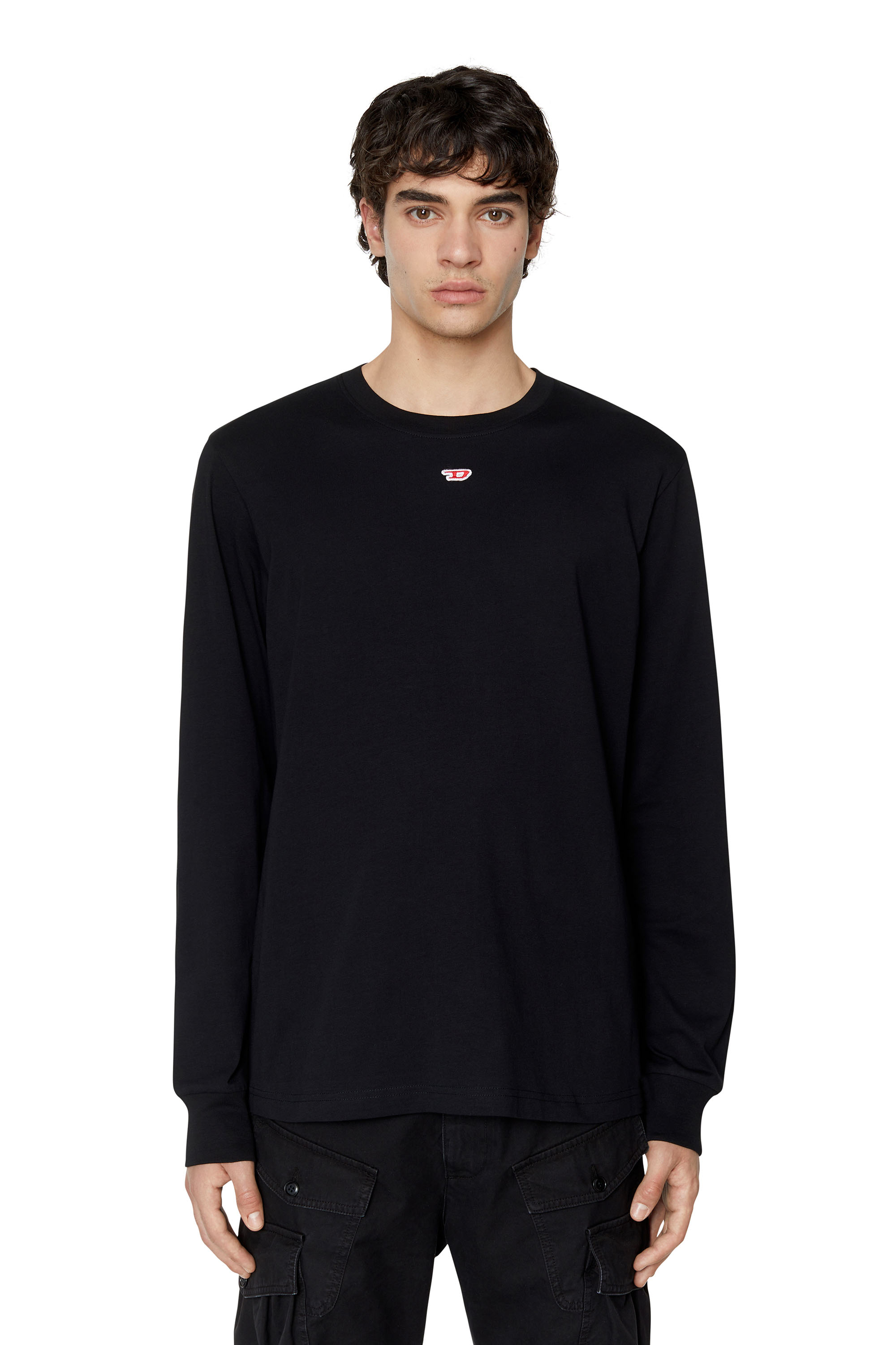 Diesel - T-JUST-LS-D, Man's Long-sleeve T-shirt with logo patch in Black - 3