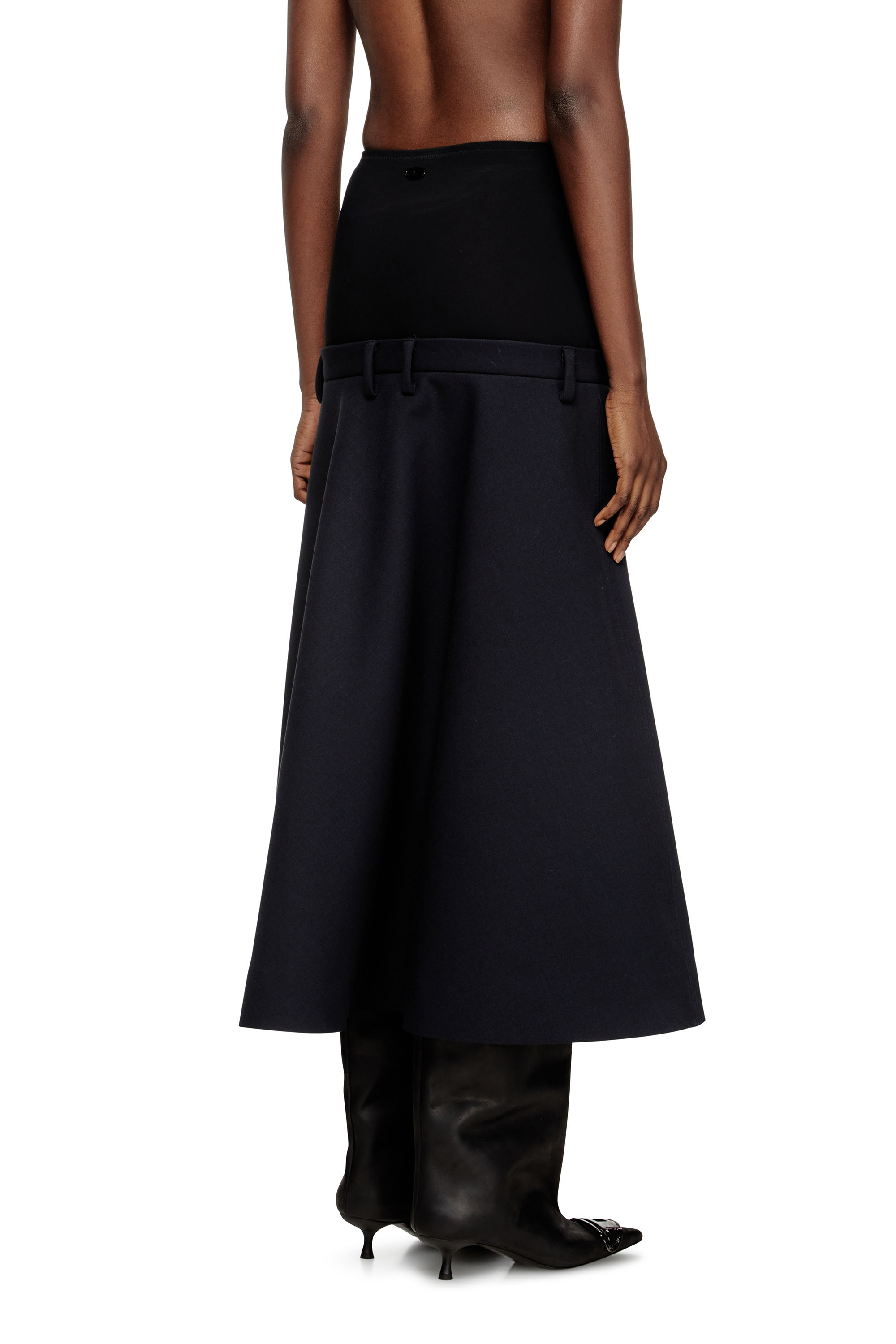 O-GRACE-BOND, Dark Blue Diesel - O-GRACE-BOND, Female's Drop-waist skirt in neoprene-bonded fabric in Dark Blue - 4