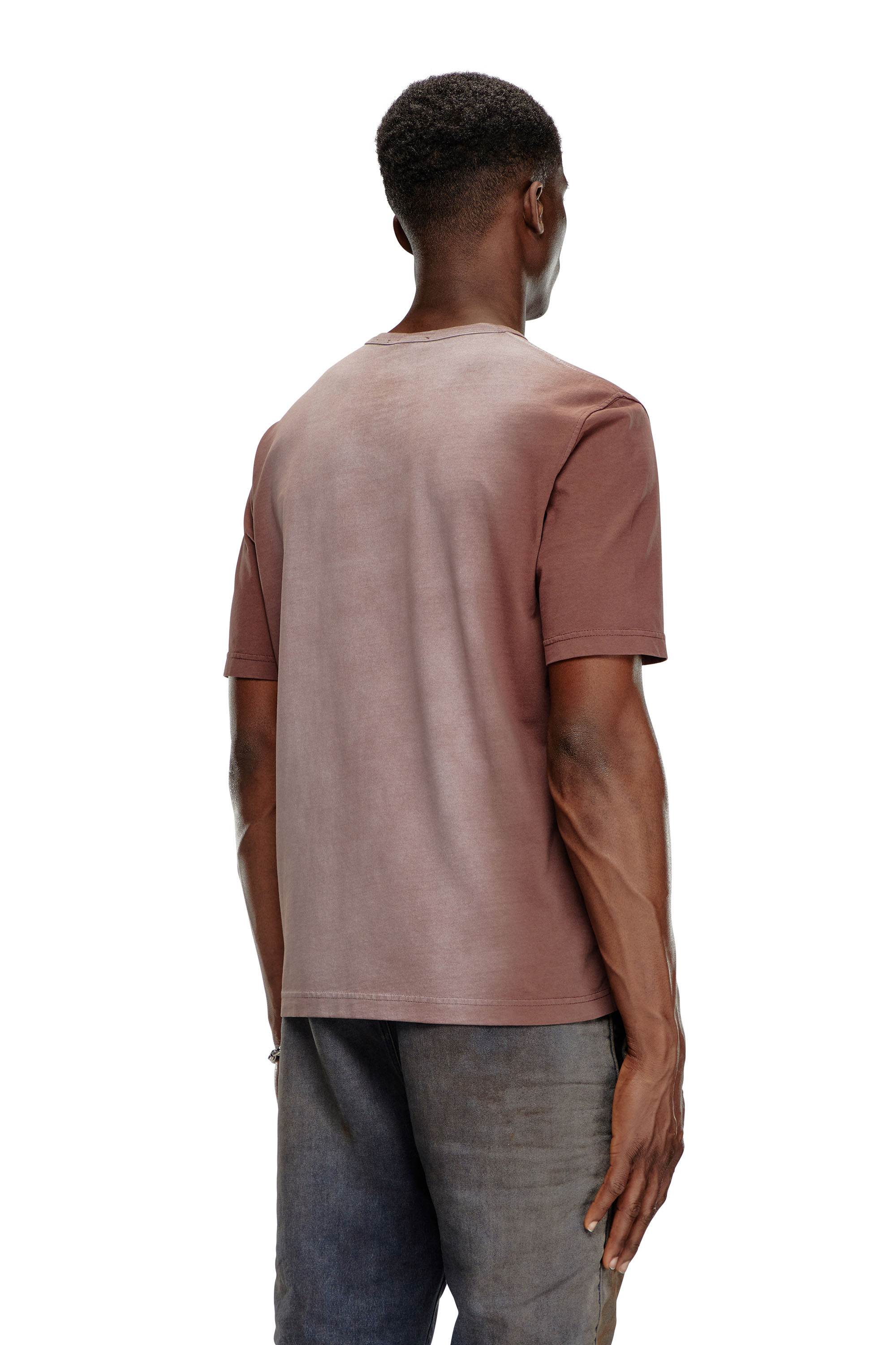 Diesel - T-ADJUST-Q2, Male's T-shirt in sprayed cotton jersey in Brown - 4