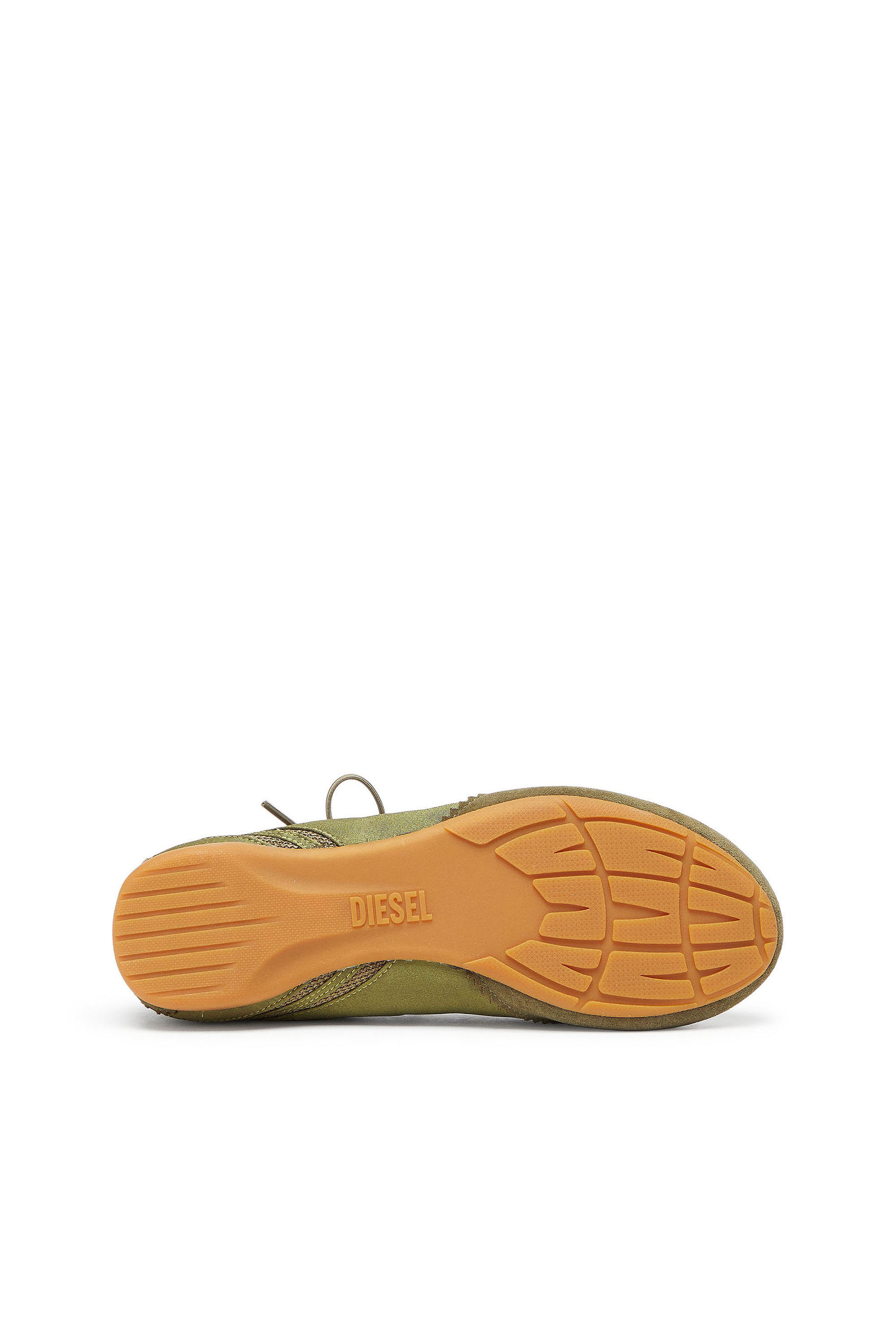 Diesel - D-MILE BALLERINA LACE UP II W, Female's D-Mile - Lace-up ballerina flats in leather and mesh in Military Green - 5