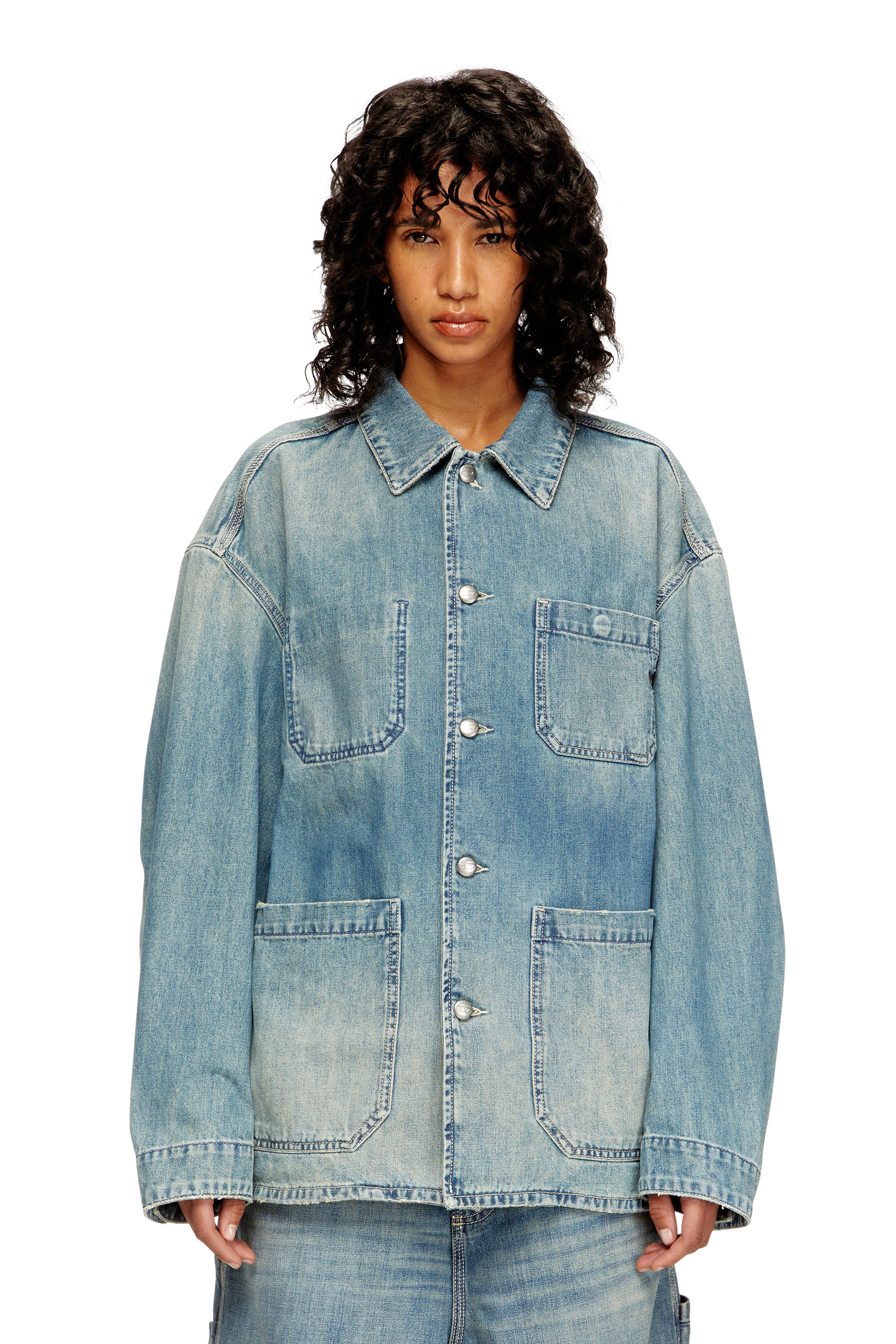 Diesel - D-STACK-U, Unisex's Utility-style denim jacket in Medium Blue - 6
