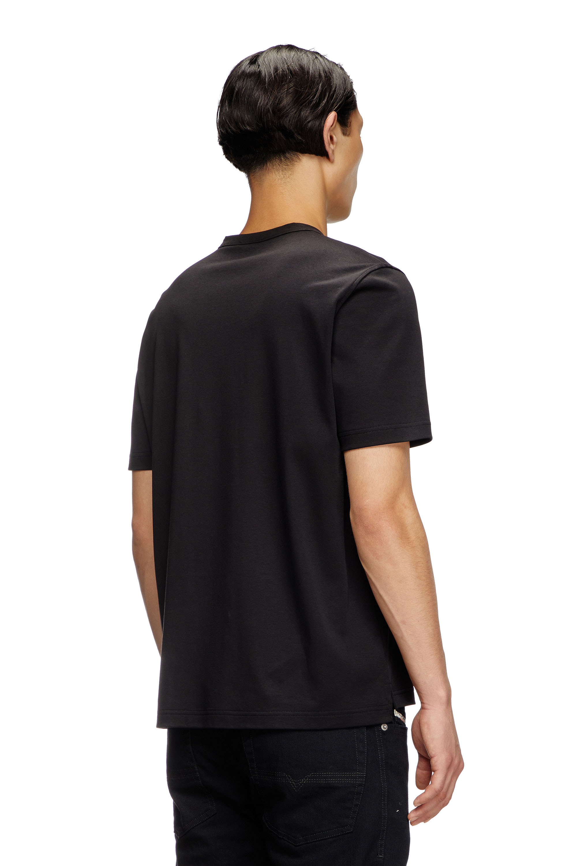 Diesel - T-ADJUST-SLITS-R17, T-shirt avec broderie à logo ton sur ton Homme in Noir - 5