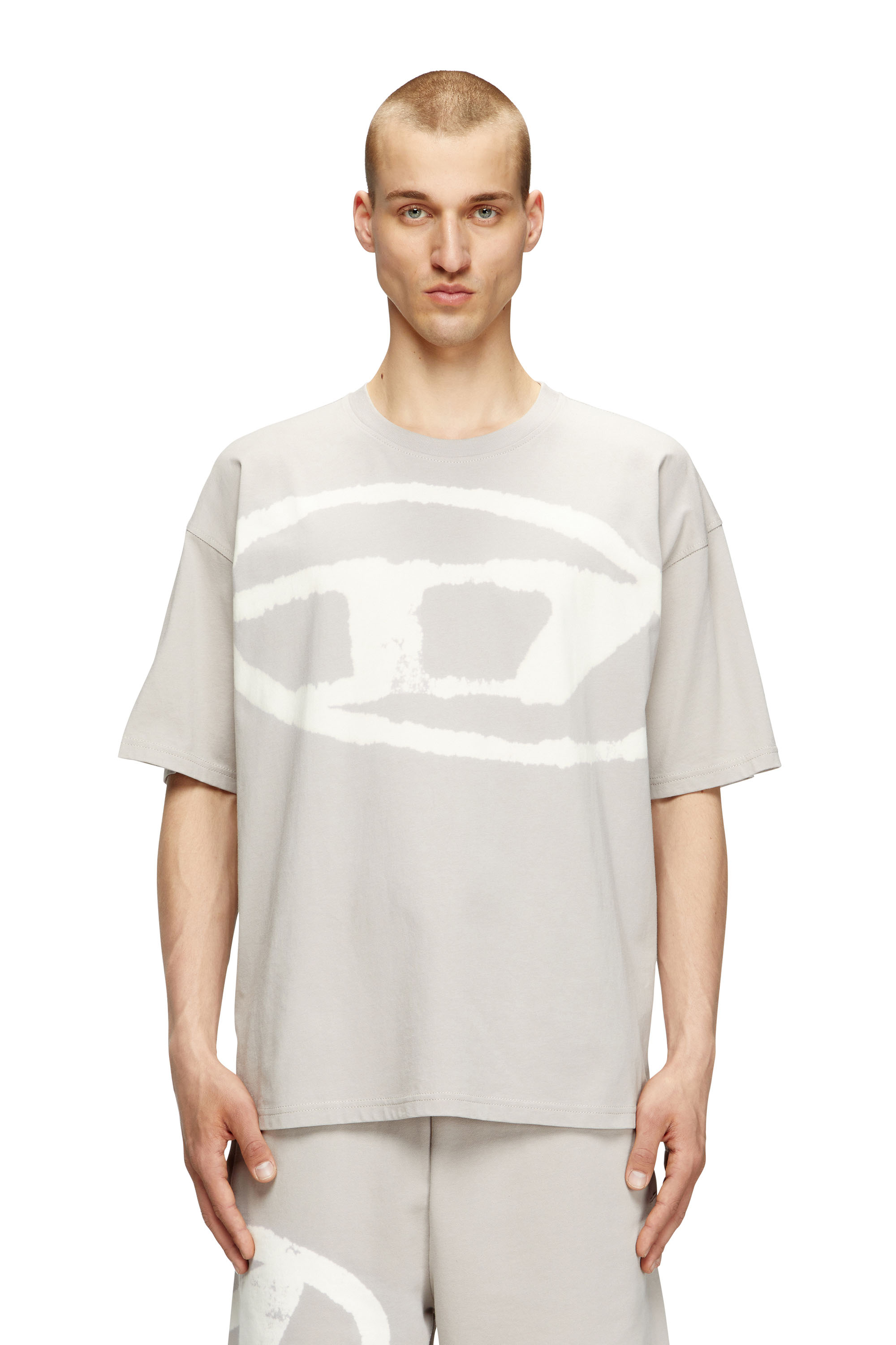 Diesel - T-BOXT-BLEACH, Male's T-shirt with bleached Oval D logo in Grey - 3