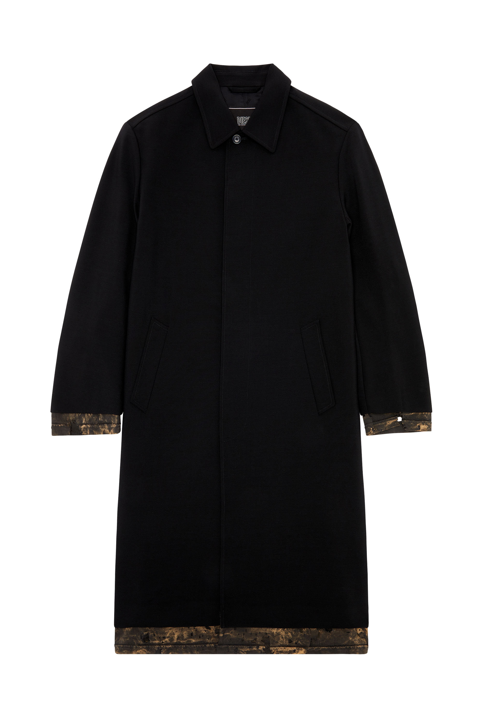 Diesel - J-LEWITT, Man's Wool-blend coat with distressed trims in Black - 2