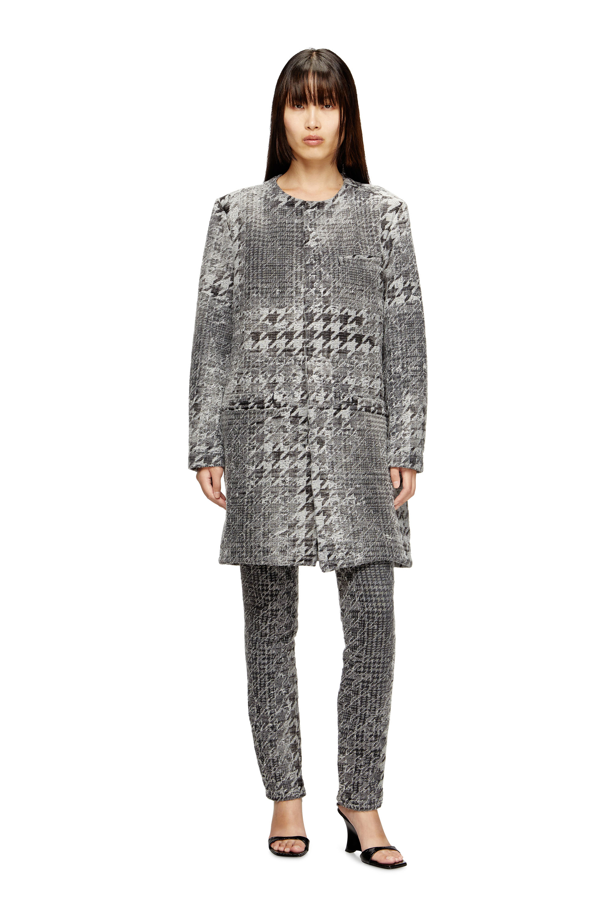 Diesel - D-LOT-FSH, Manteau en denim jacquard motif Prince-de-Galles Mixte in Noir - 1