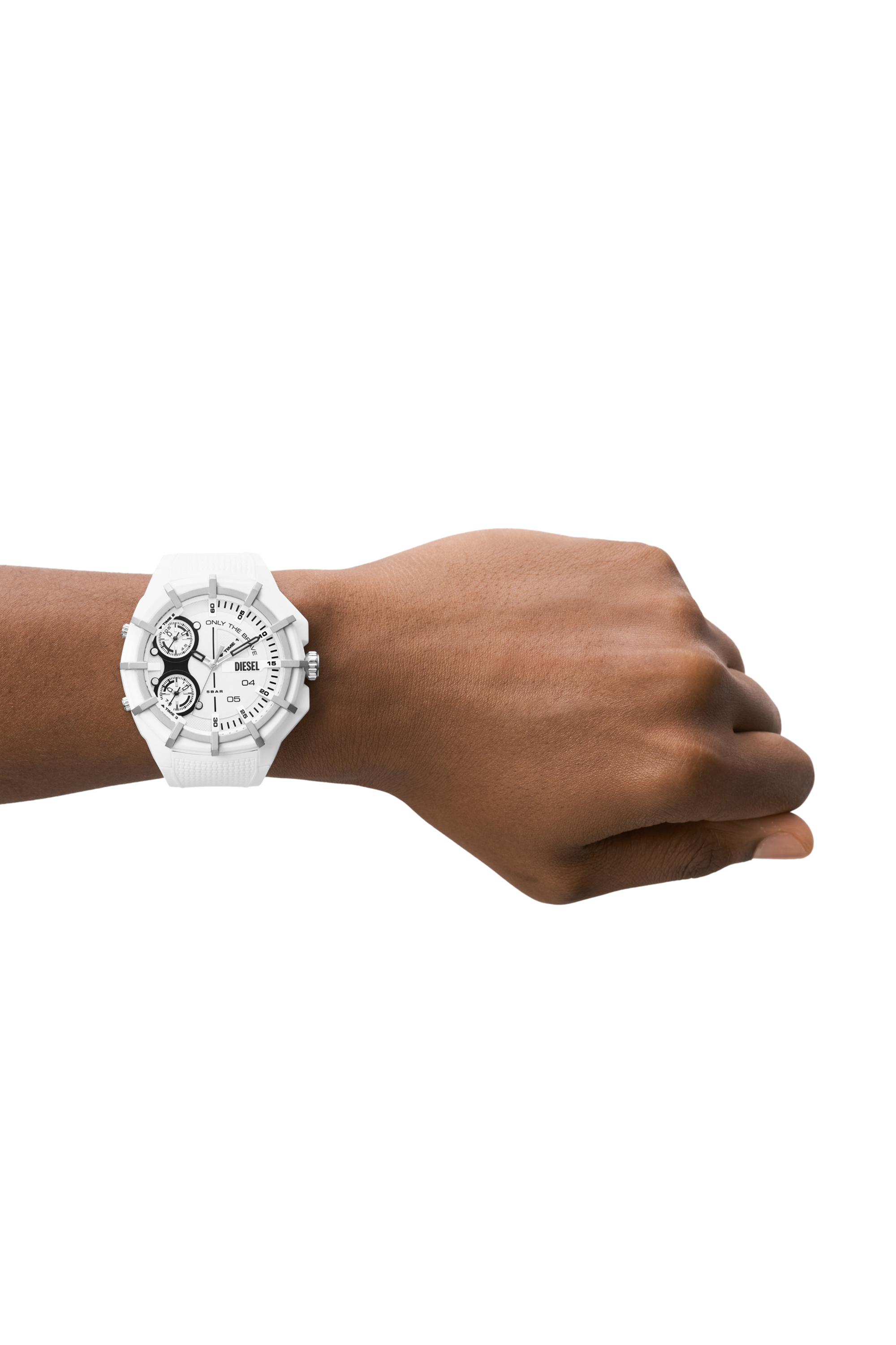 DIESEL① DZ1988 Man: Framed three-hand white silicone watch | Diesel