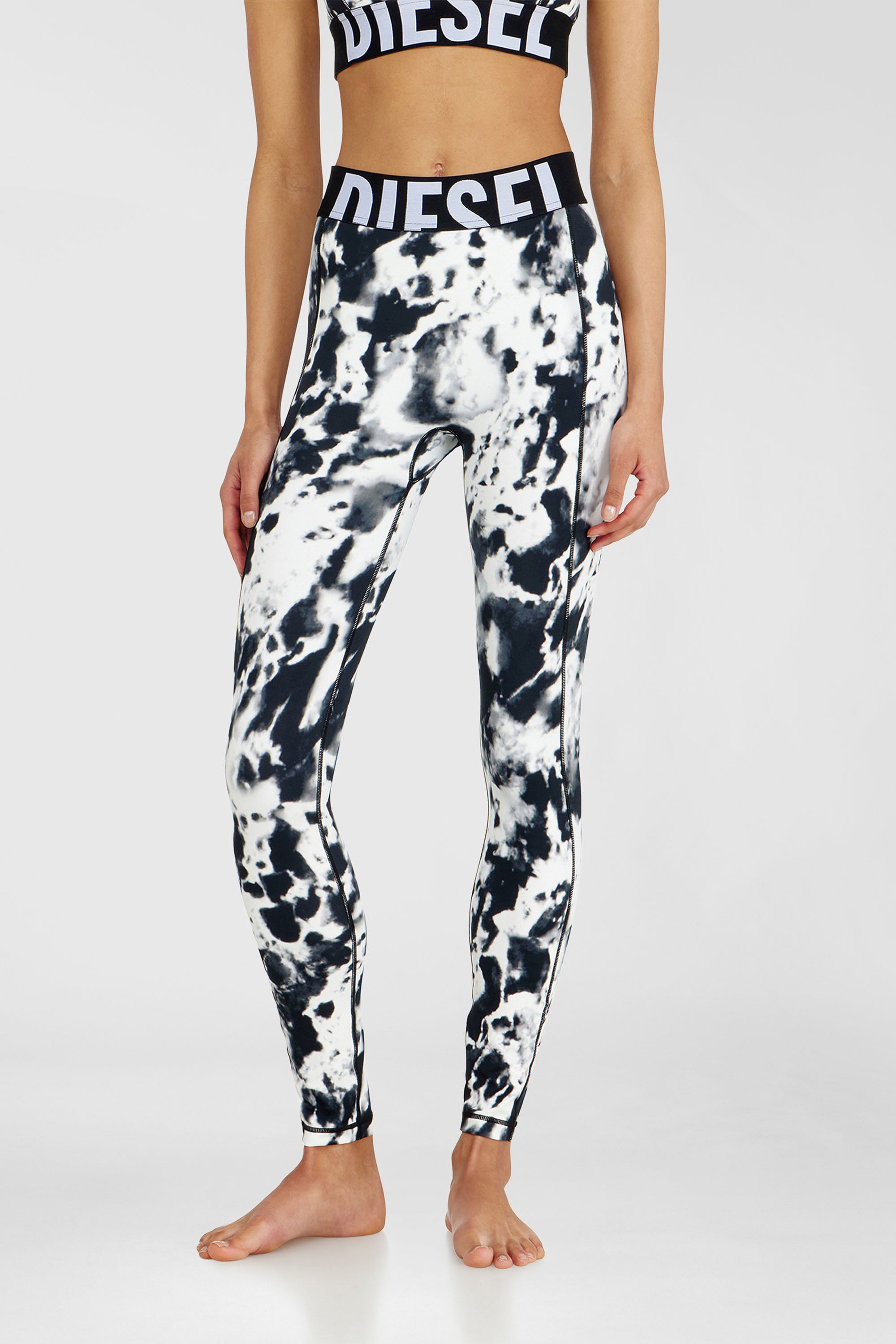 Diesel - ADELINE-D-POP, Female's Leggings in printed microfibre in White/Black - 1