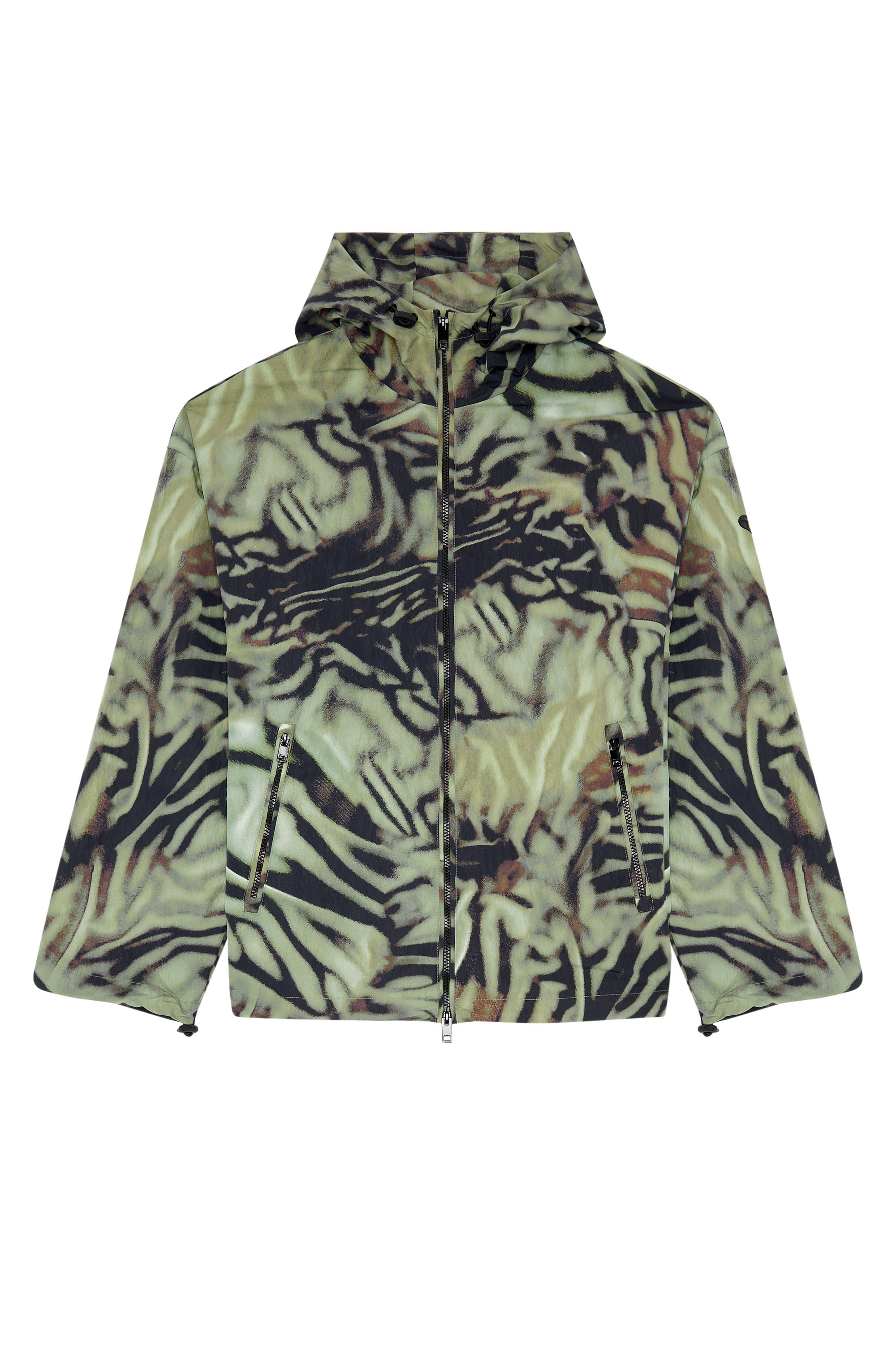 DIESEL J-LEOPOLD-ZEBRA ジャケット Men's Nylon windbreaker with camo-zebra print | Green | Diesel