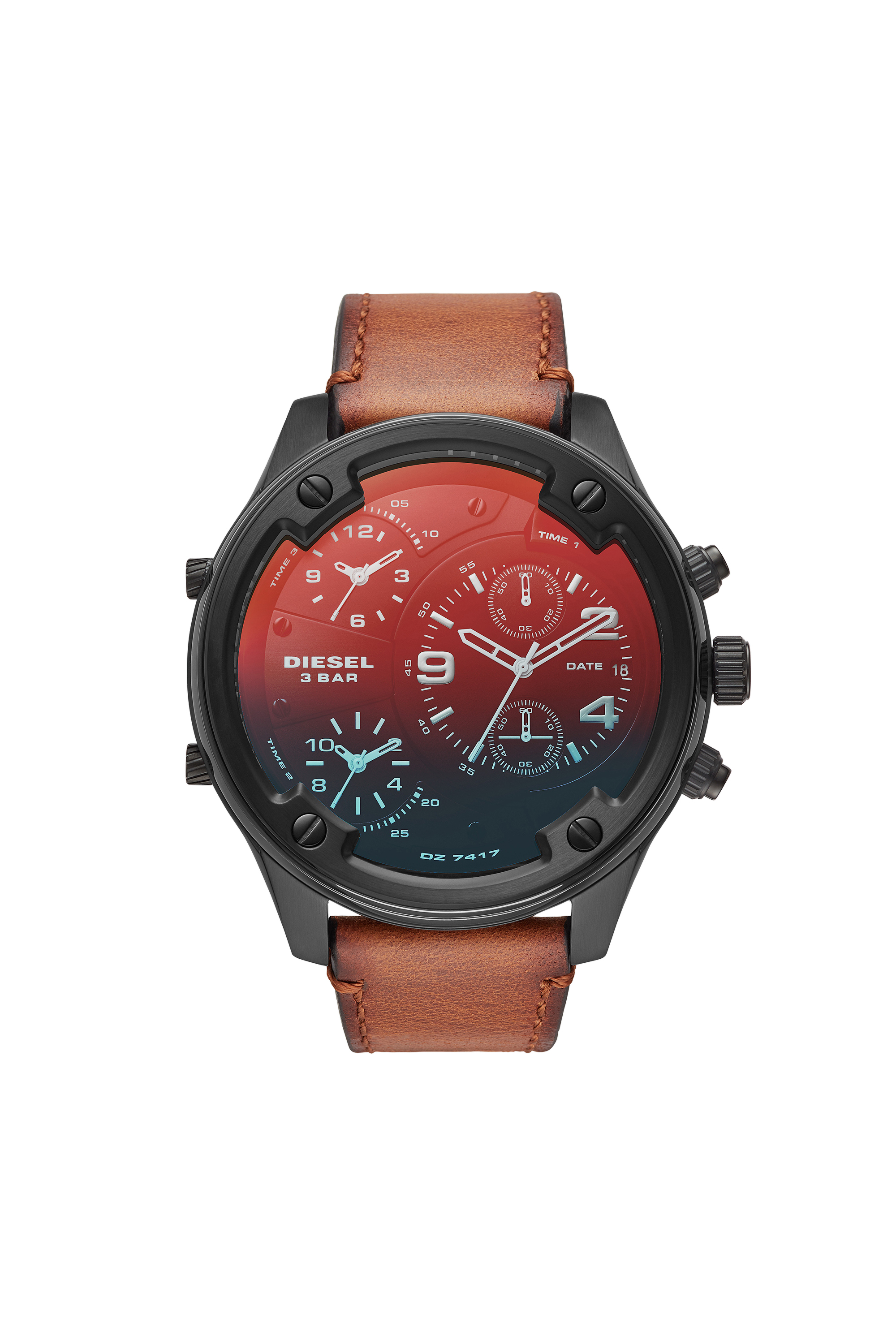 DZ7417 Man: Boltdown chronograph brown leather watch | Diesel
