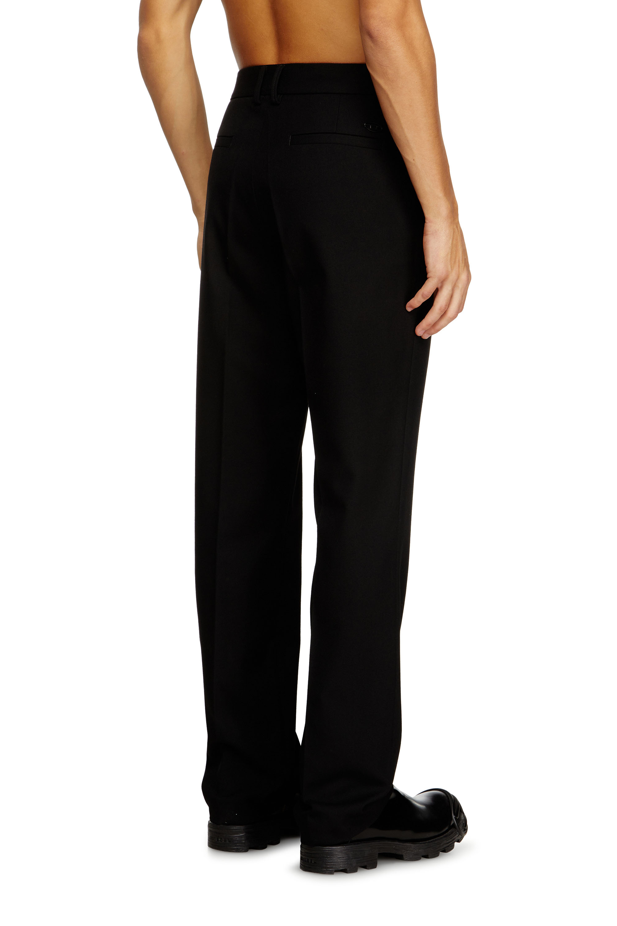 Diesel - P-AM-EPCI, Man's Wool-blend trousers with metal tag in Black - 4