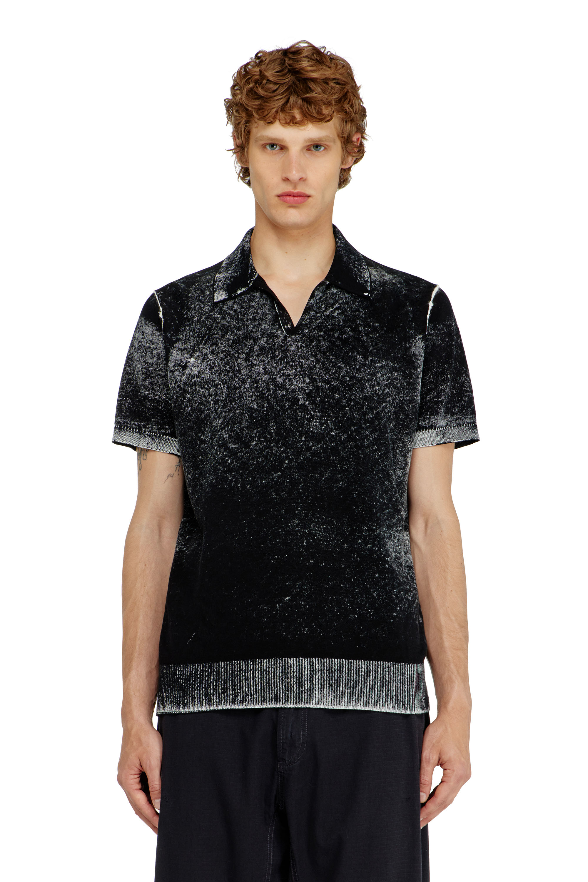 Diesel - K-LAWRIE, Male's Knit polo shirt with faded reverse print in null - 1