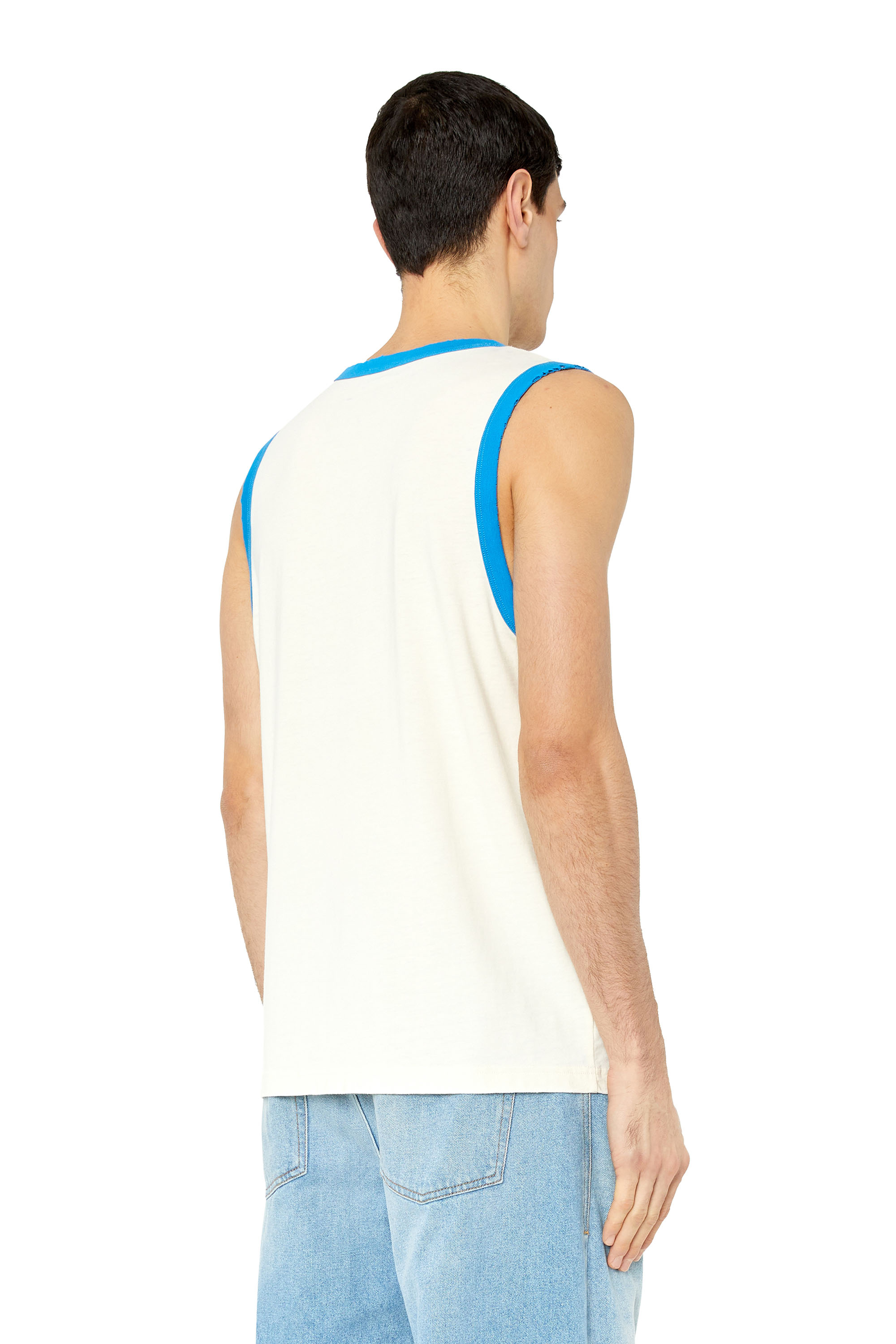 洗練されたデザインDIESEL　T-CUTTER TANK TOP　ホワイト　M T-LIFTY-D Tank top with mini D logo patch｜ホワイト｜メンズ｜DIESEL