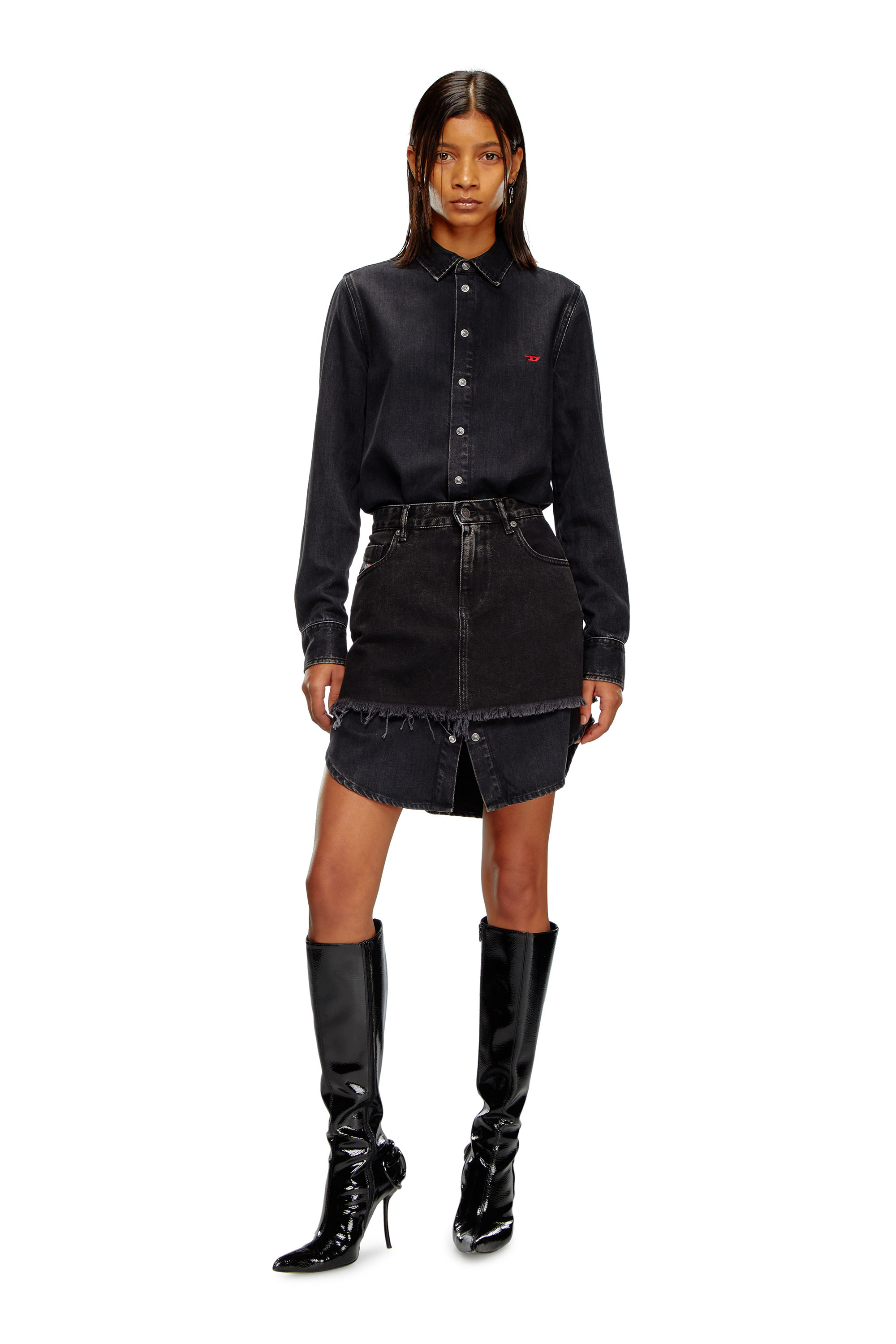Diesel - DE-DESY-D, Robe en denim avec détail jupe Femme in Noir - 2