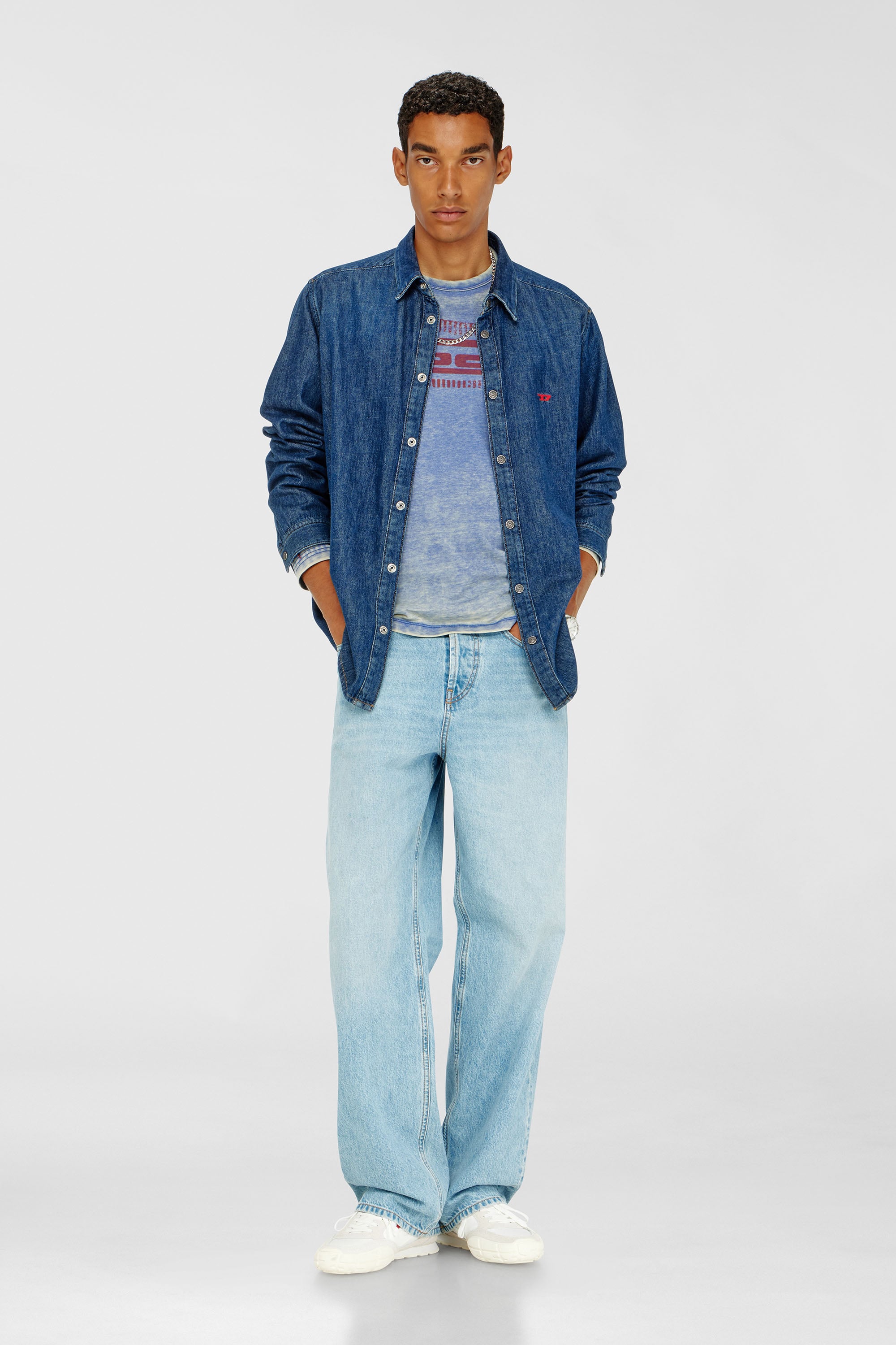 Diesel - D-SIMPLY, Male's Shirt in denim in Dark Blue - 2
