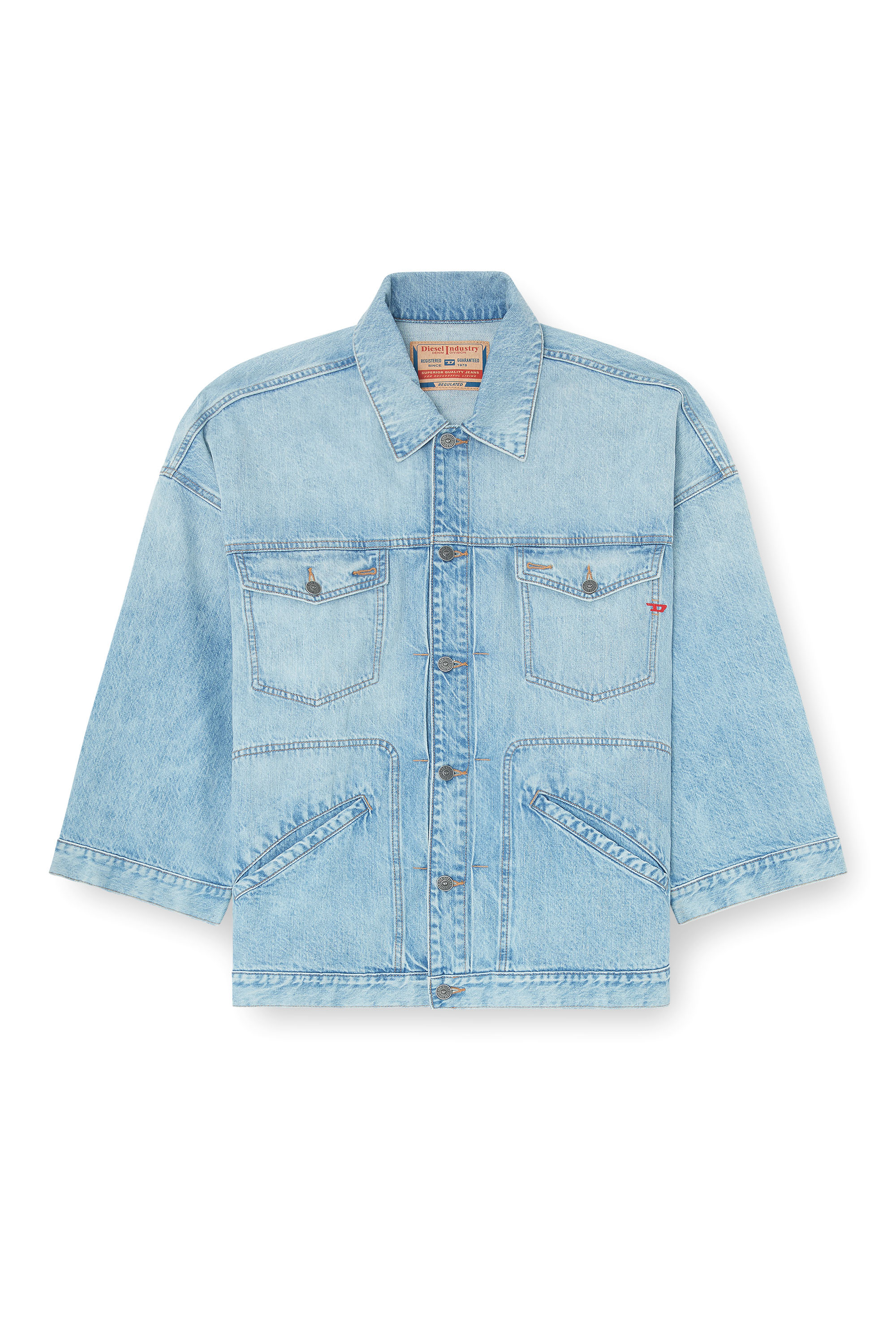 Diesel - DE-LIN, Chaqueta workwear denim oversized Mujer in Azul marino - 3