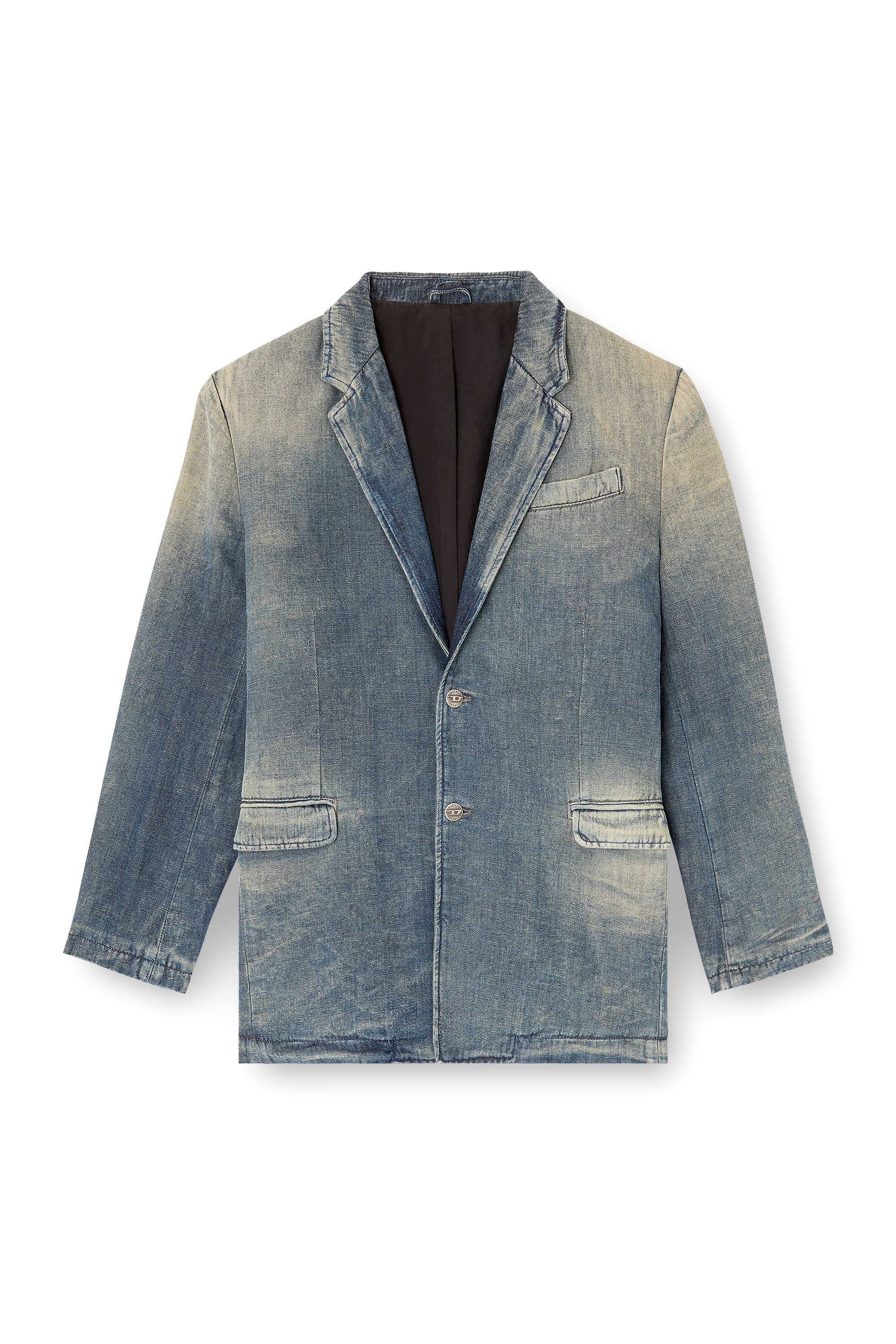 Diesel - D-REGER-D, Unisex's Blazer in dirt-effect herringbone denim in Grey/Blue - 4