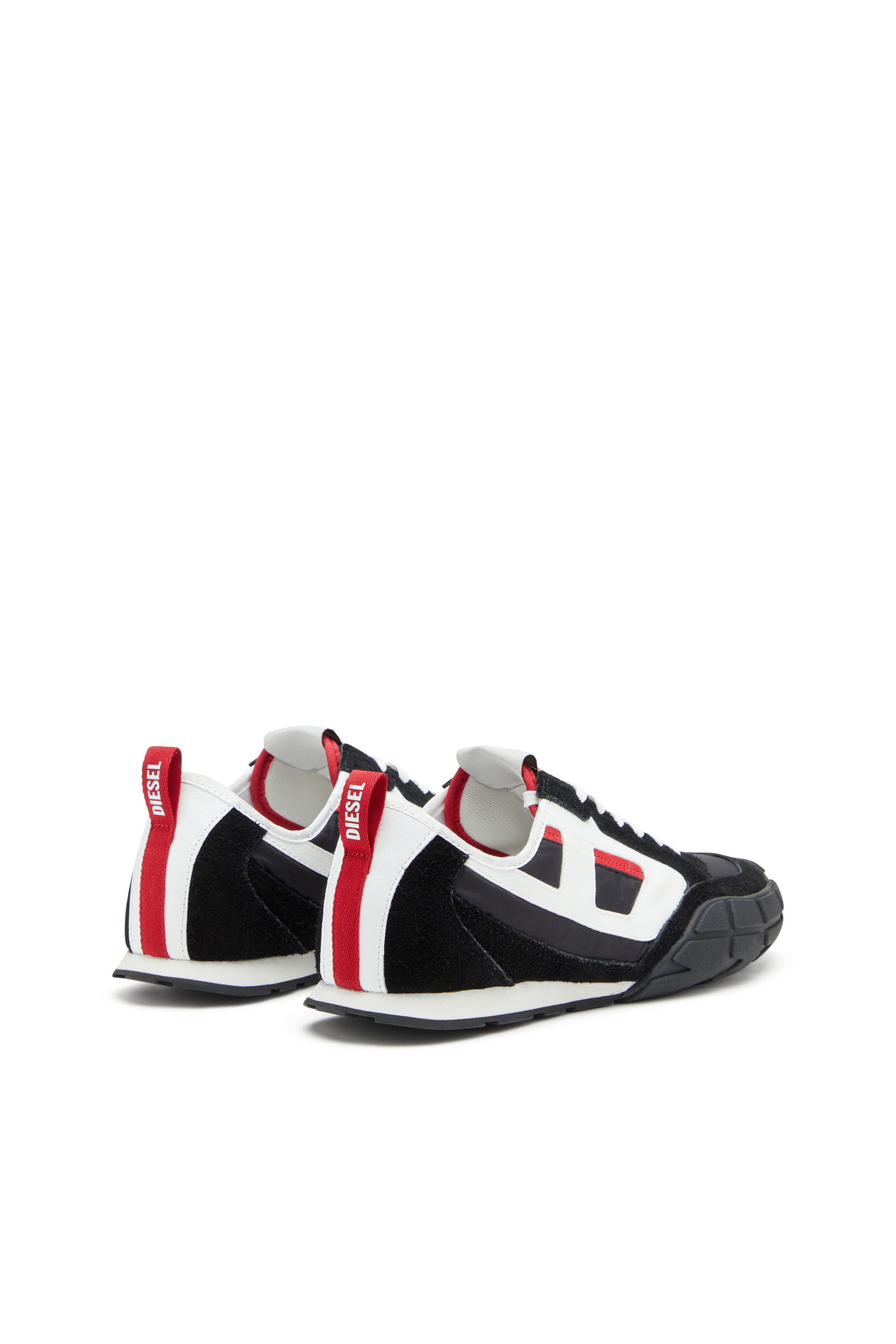 Diesel - S-PAGODHA LOW, Male's S-Pagodha-Sneakers in leather, suede and ripstop in Black/Red - 5