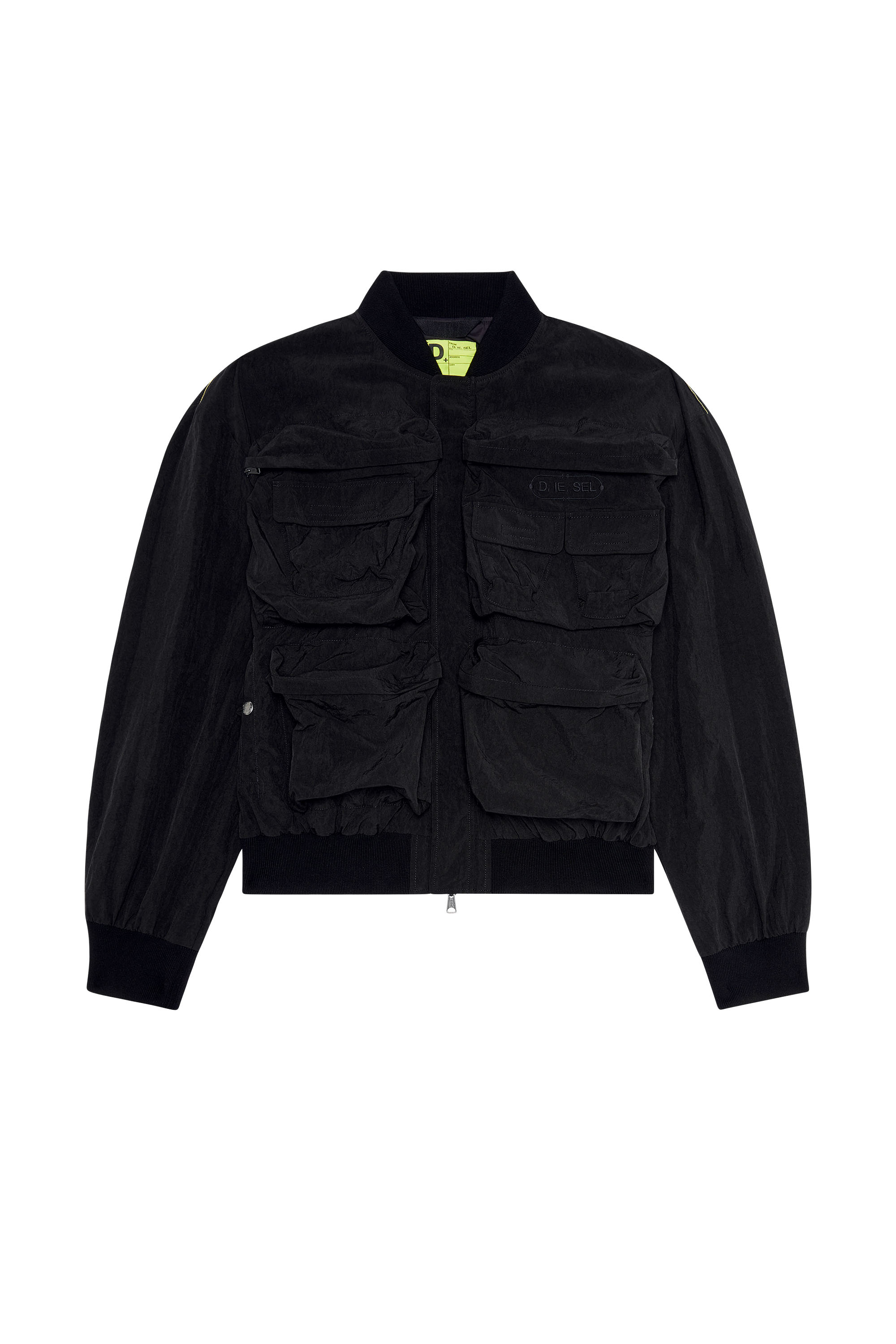 Diesel - J-STAIN-SHORT, Man's Nylon bomber with maxi pockets in Black - 2
