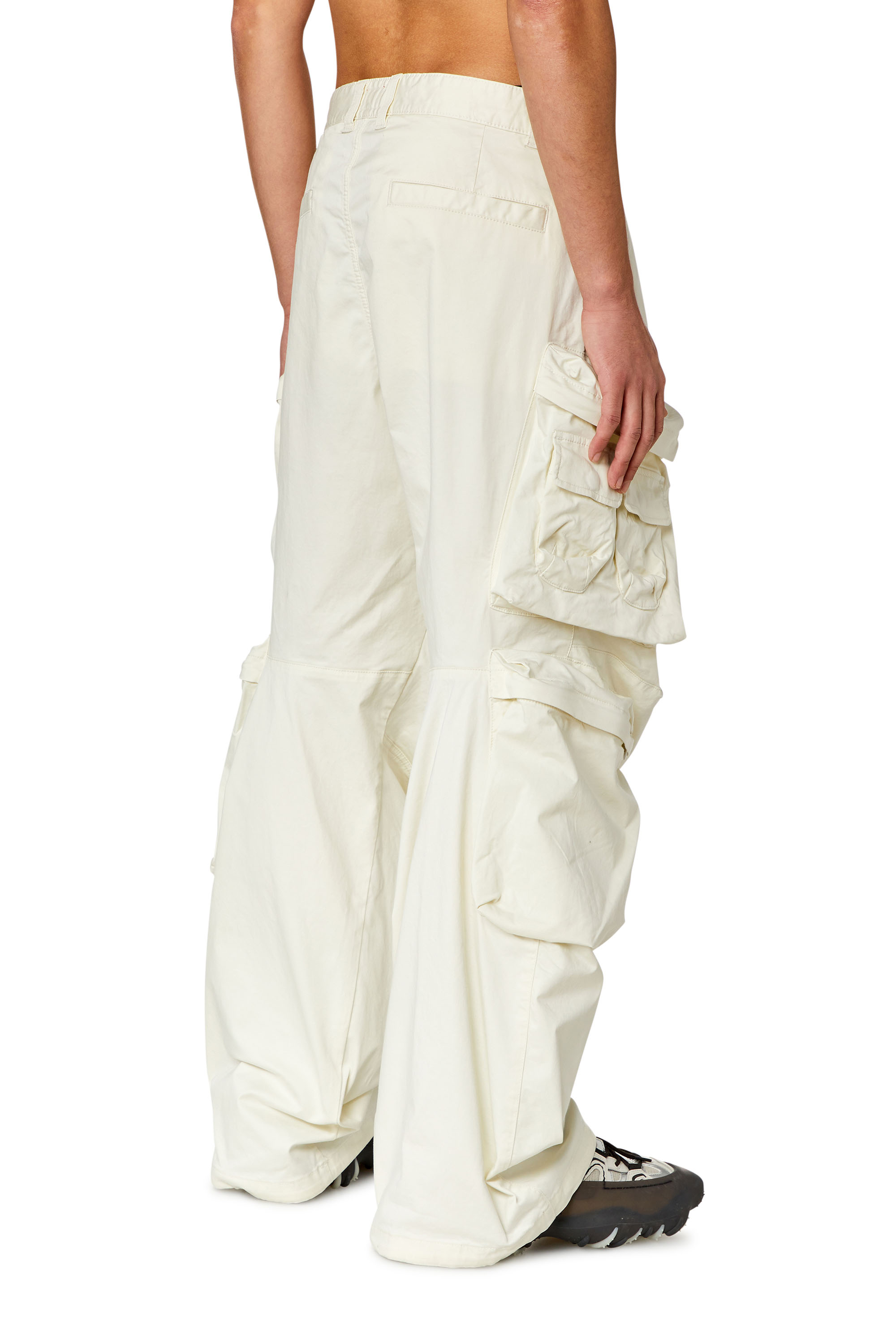 Diesel - P-HUGES-NEW, Male's Cargo pants in stretch cotton satin in White - 4