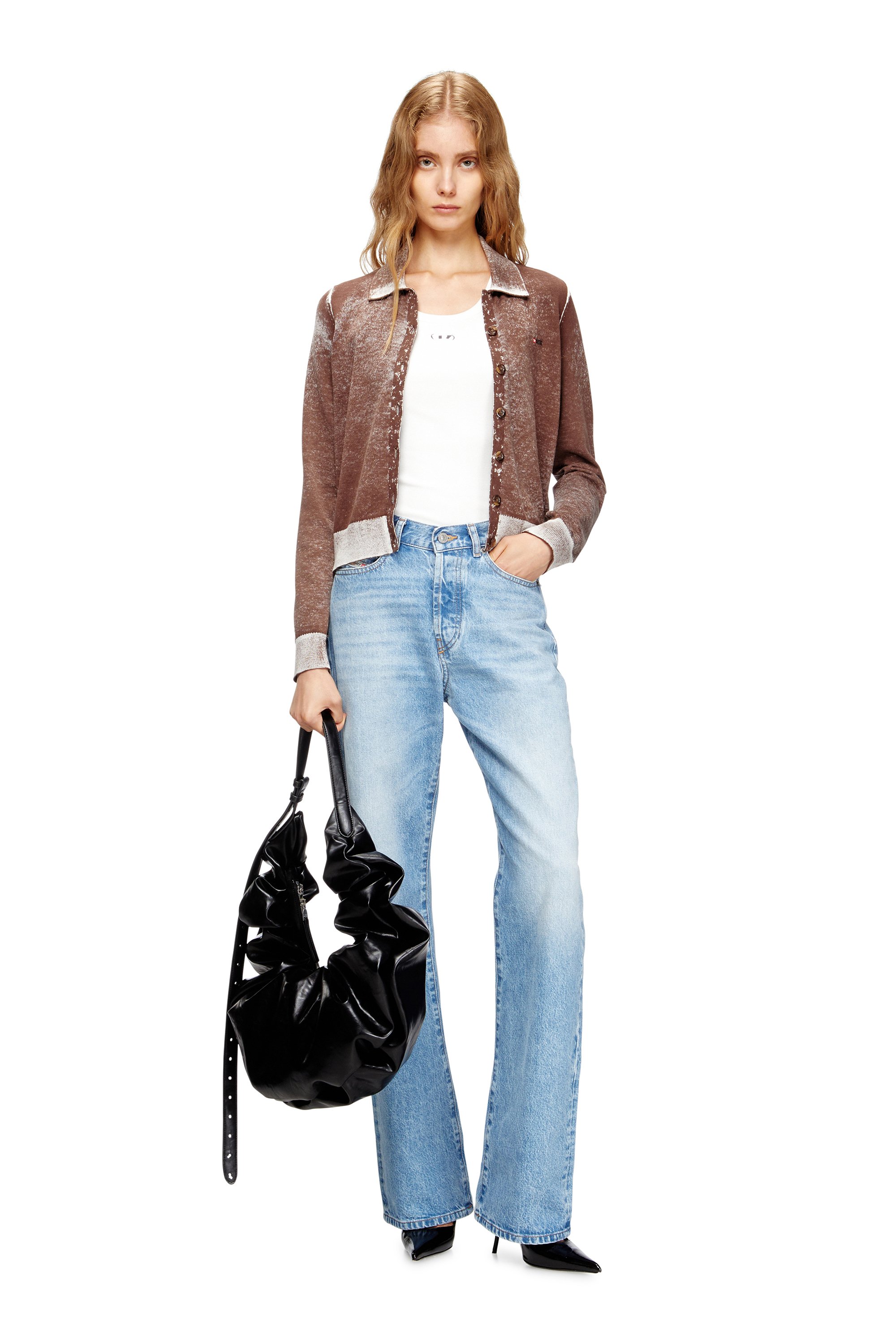 Diesel - GRAB-D HOBO L, Bolso hobo grande fruncido en PU brillante Mujer in Negro - 2