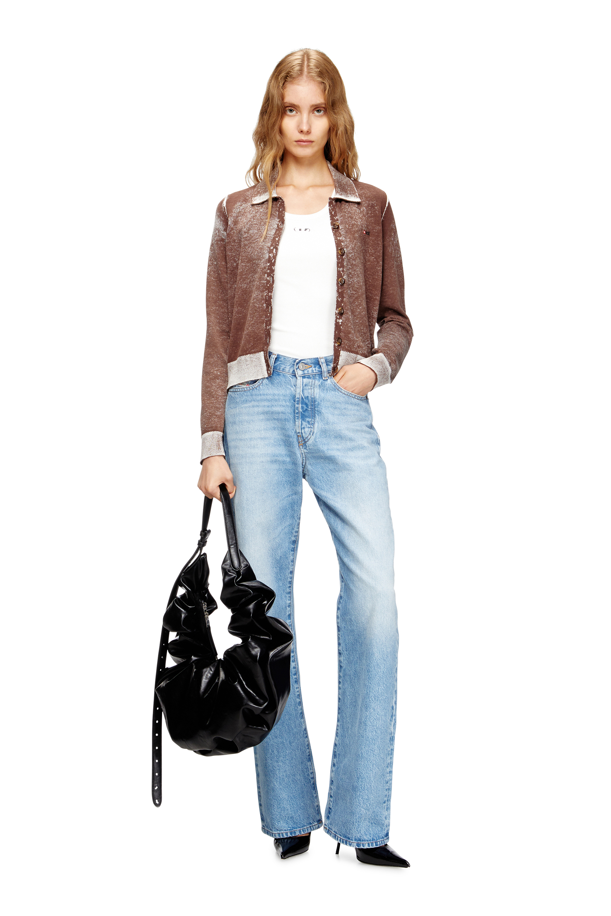 Diesel - GRAB-D HOBO L, Female's Grab-D L-Large scrunched hobo bag in shiny PU in Black - 6