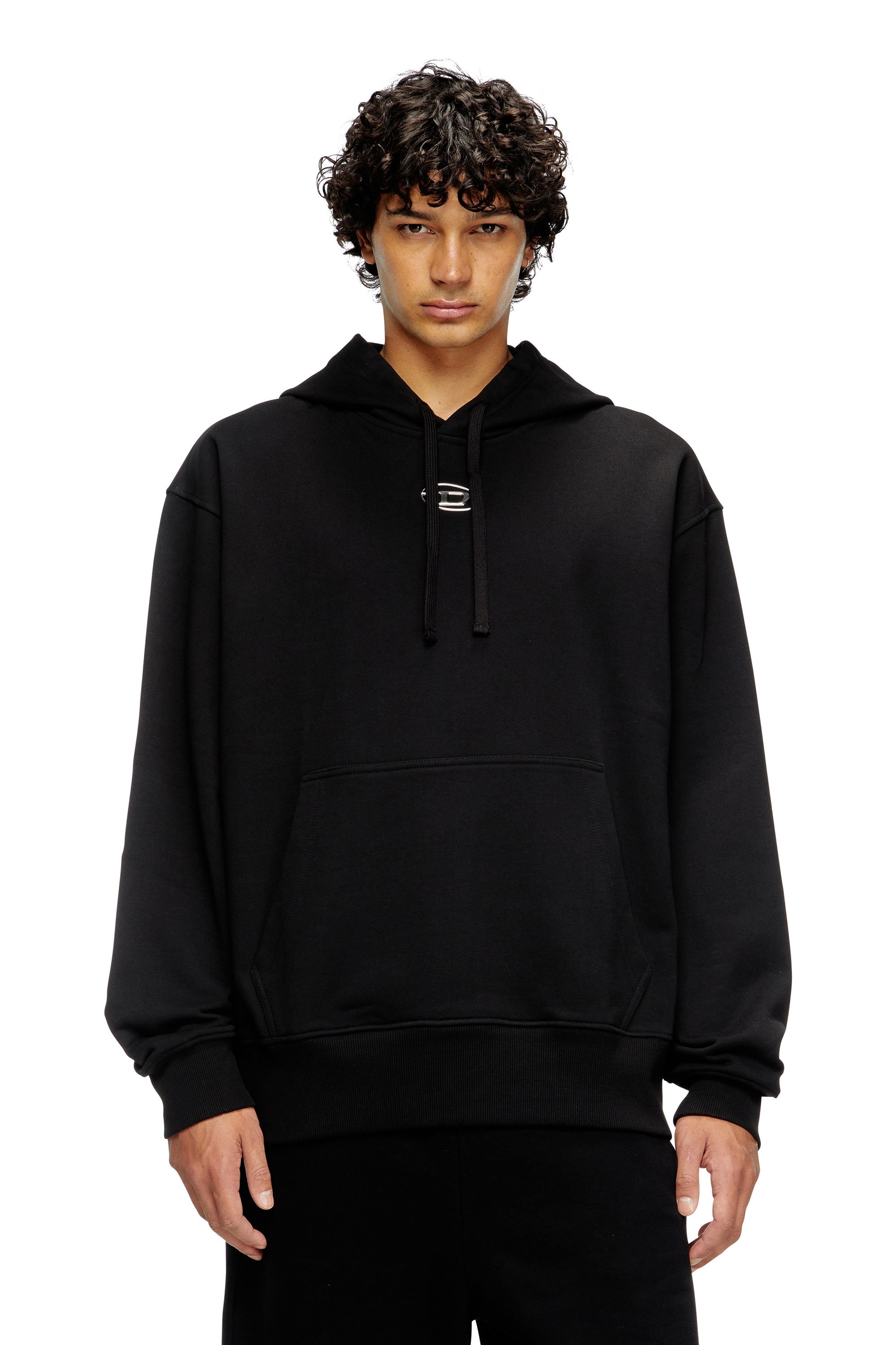 Diesel - S-MACS-HOOD-OD, Sweat-shirt à capuche oversize avec logo métallisé Homme in Noir - 3