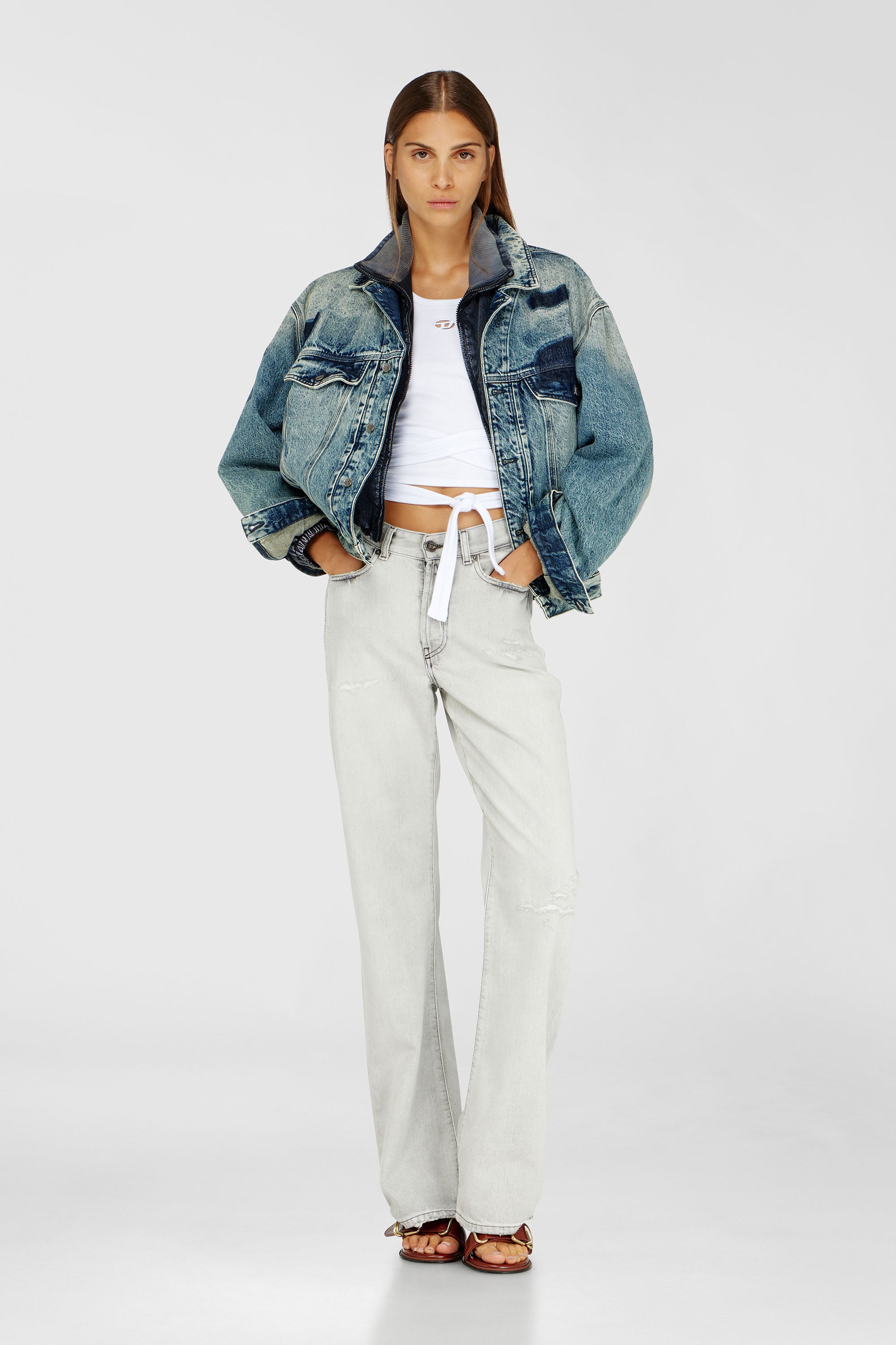 Diesel - T-ANKY-TAIL-S1, Female's Crop top with wrap-around laces in White - 2