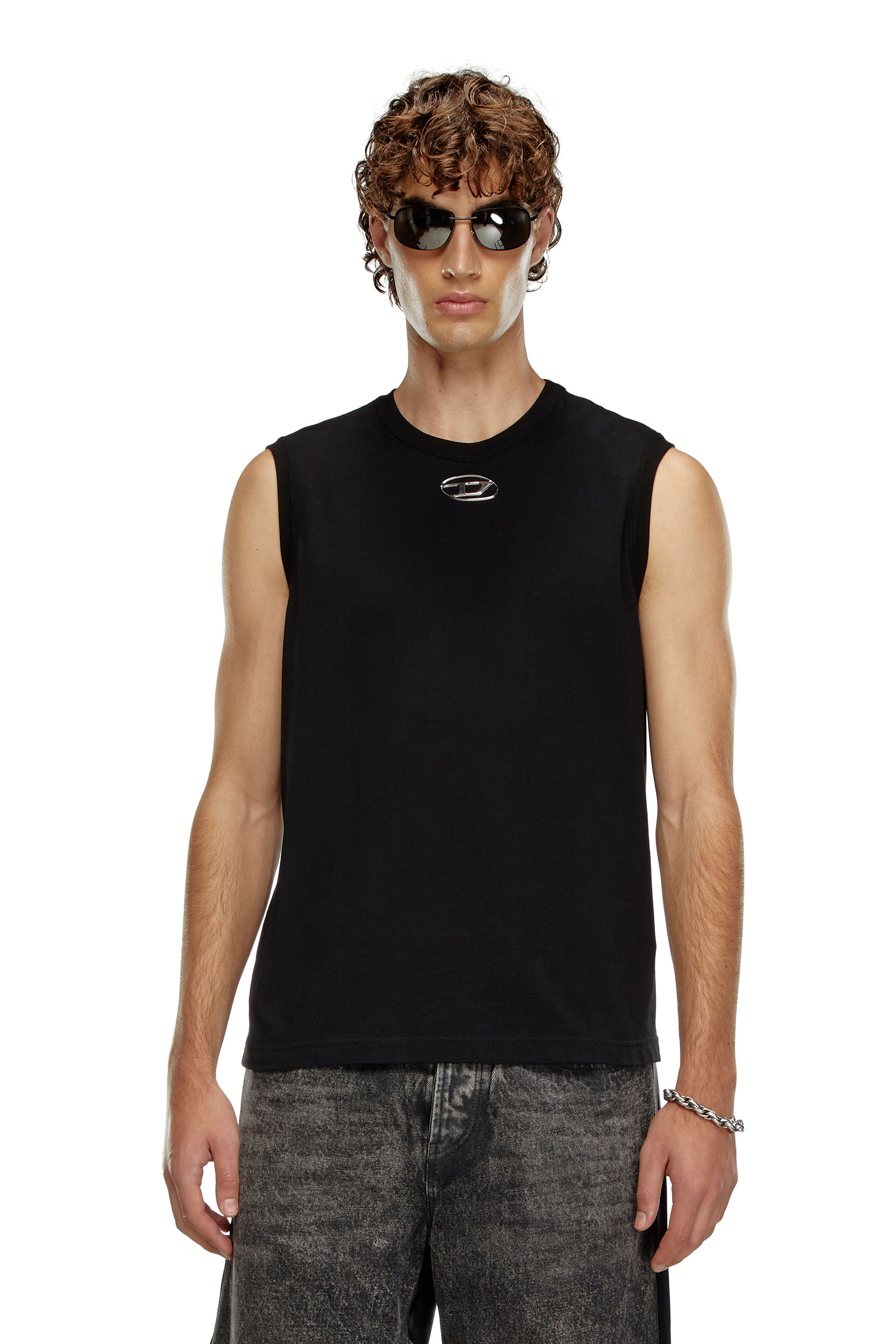 Diesel - T-BISCO-OD, Male's Tank top with injection-moulded Oval D in Black - 1