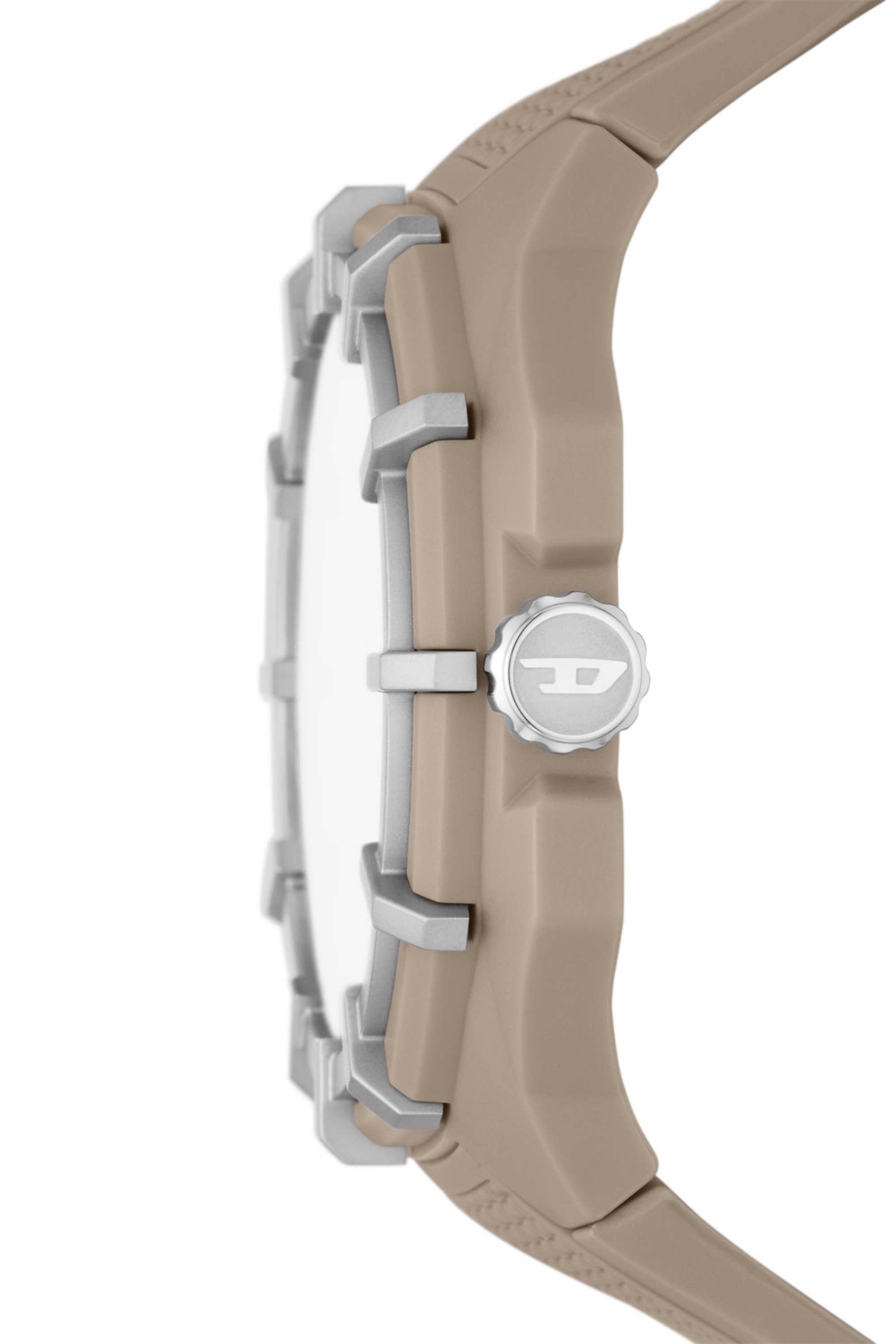 Diesel - DZ1990, Man's Framed three-hand brown silicone watch in Beige - 3