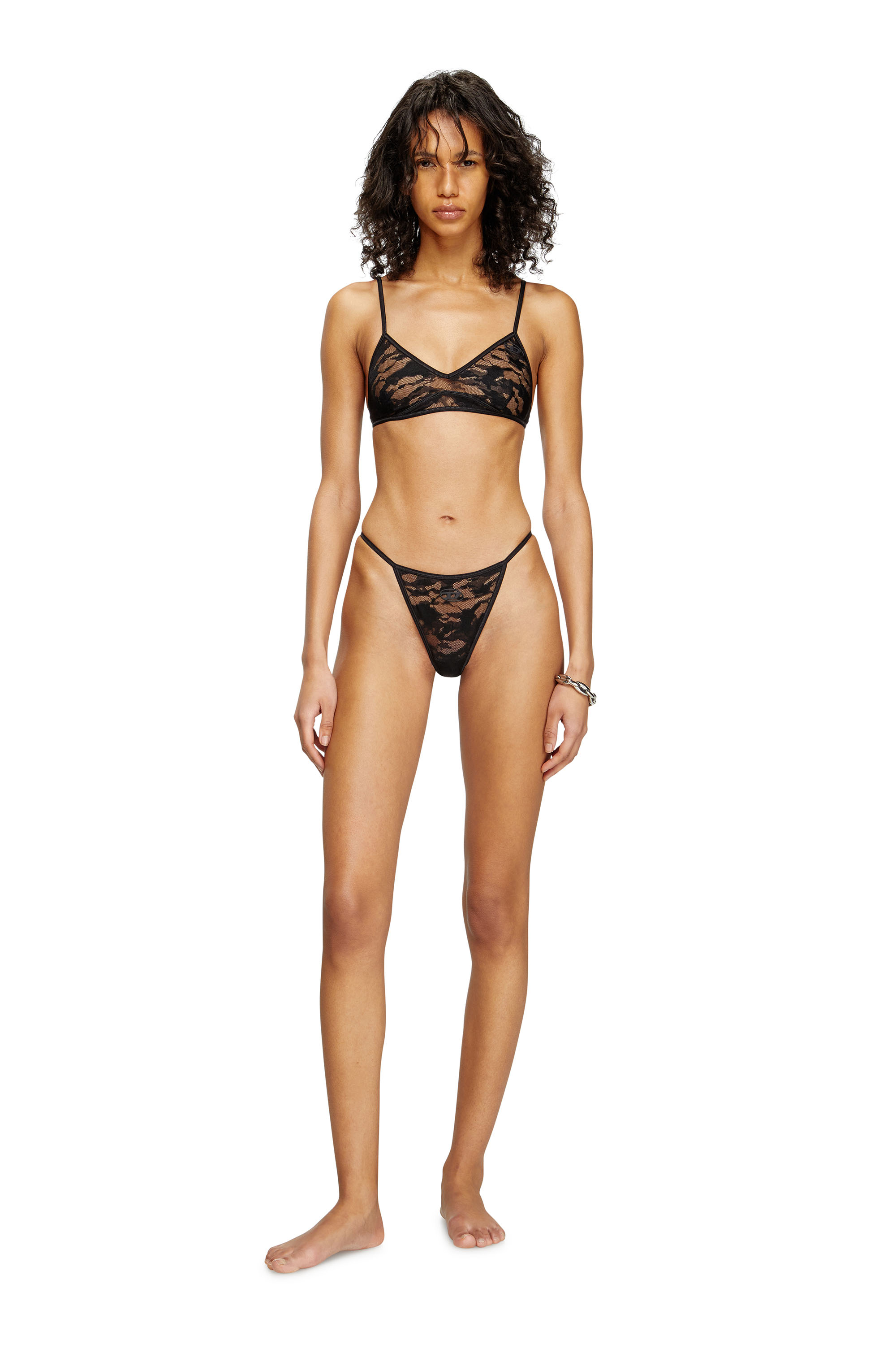 Diesel - BEATRIX-UTLT, Female's Thong in stretch camo lace in Black - 1