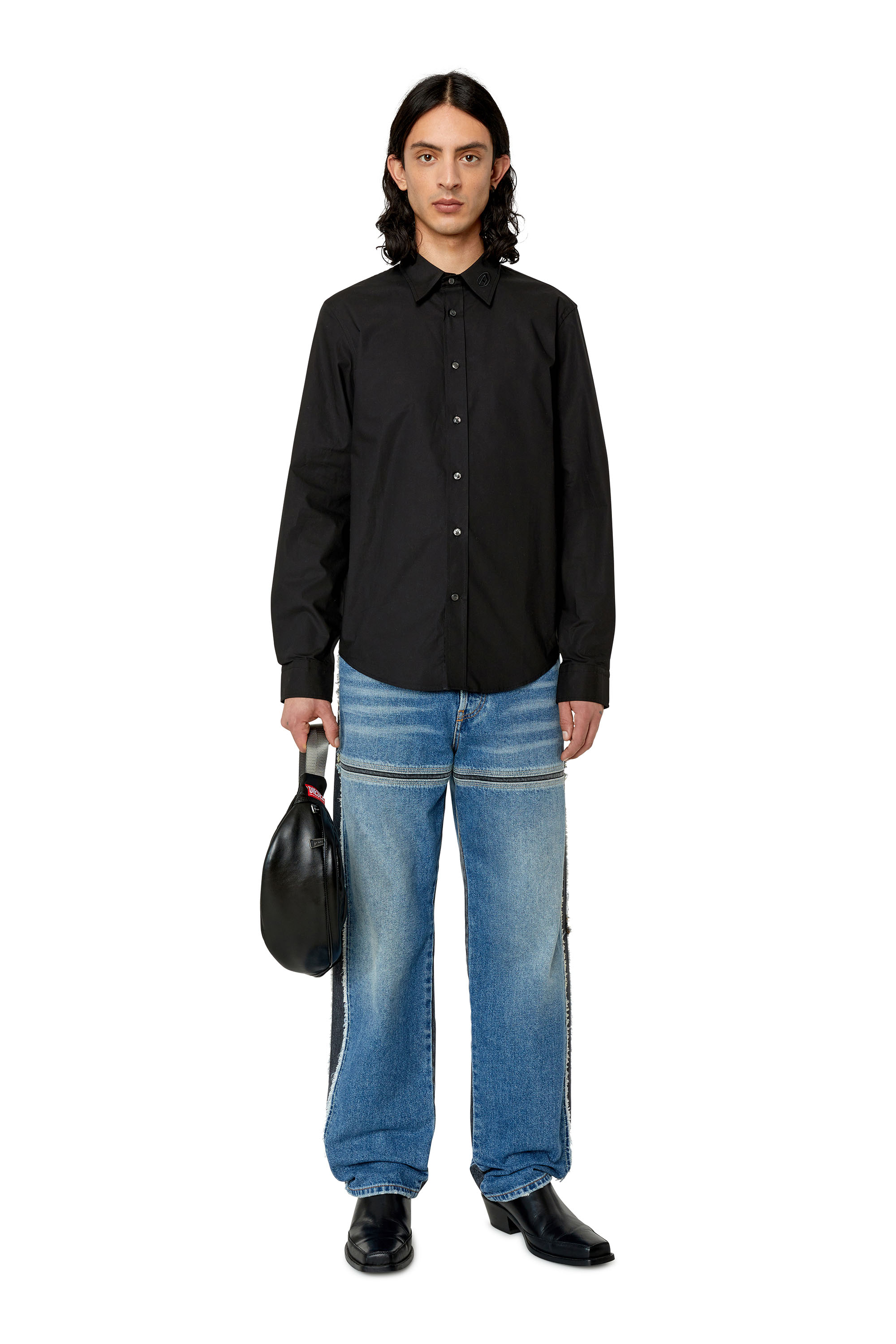 Diesel - S-BEN-CL-A, Camisa de algod&oacute;n con bordado del logotipo a tono Hombre in Negro - 1