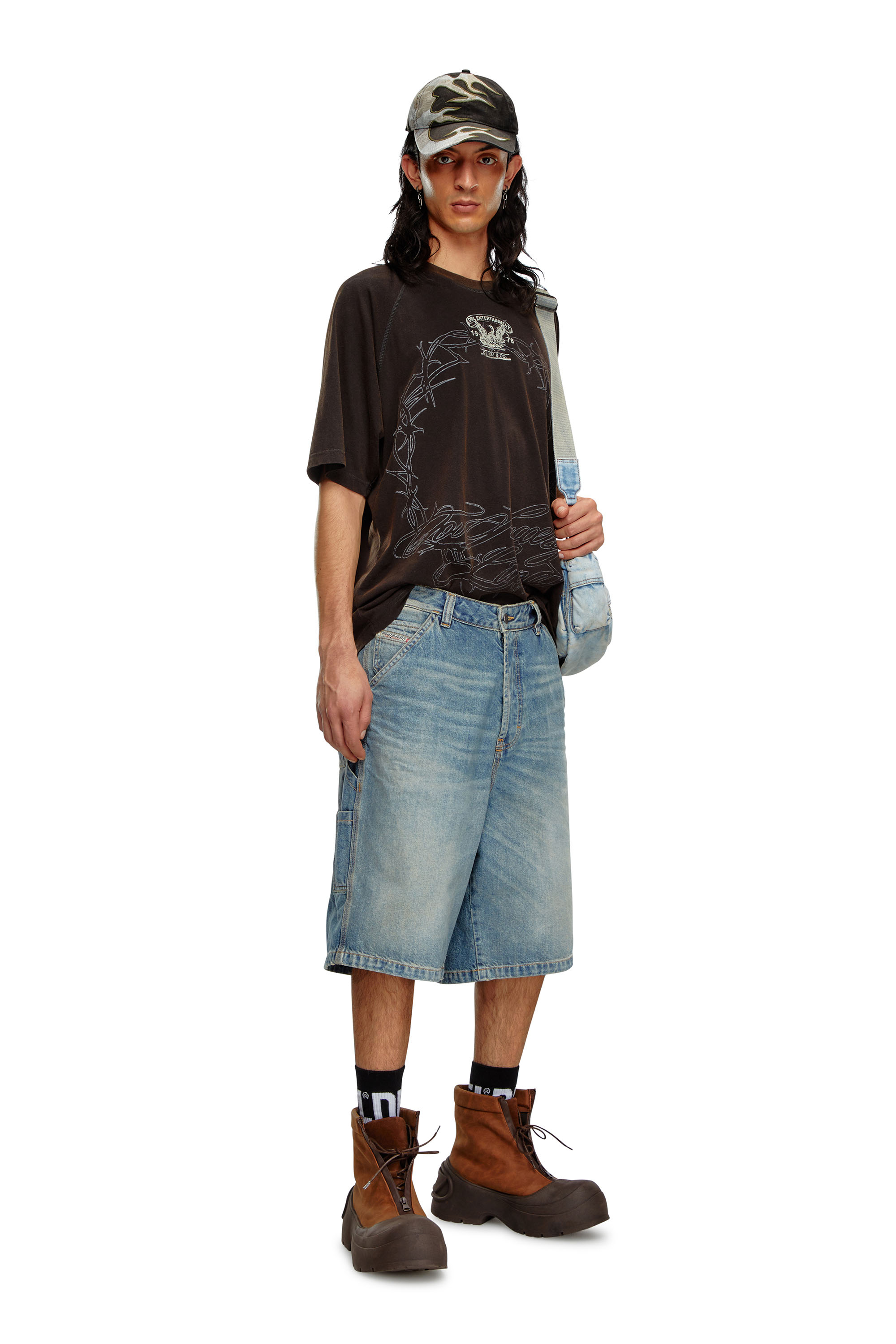 Diesel - D-LIVERY-SHORT, Man's Denim utility shorts in Light Blue - 3