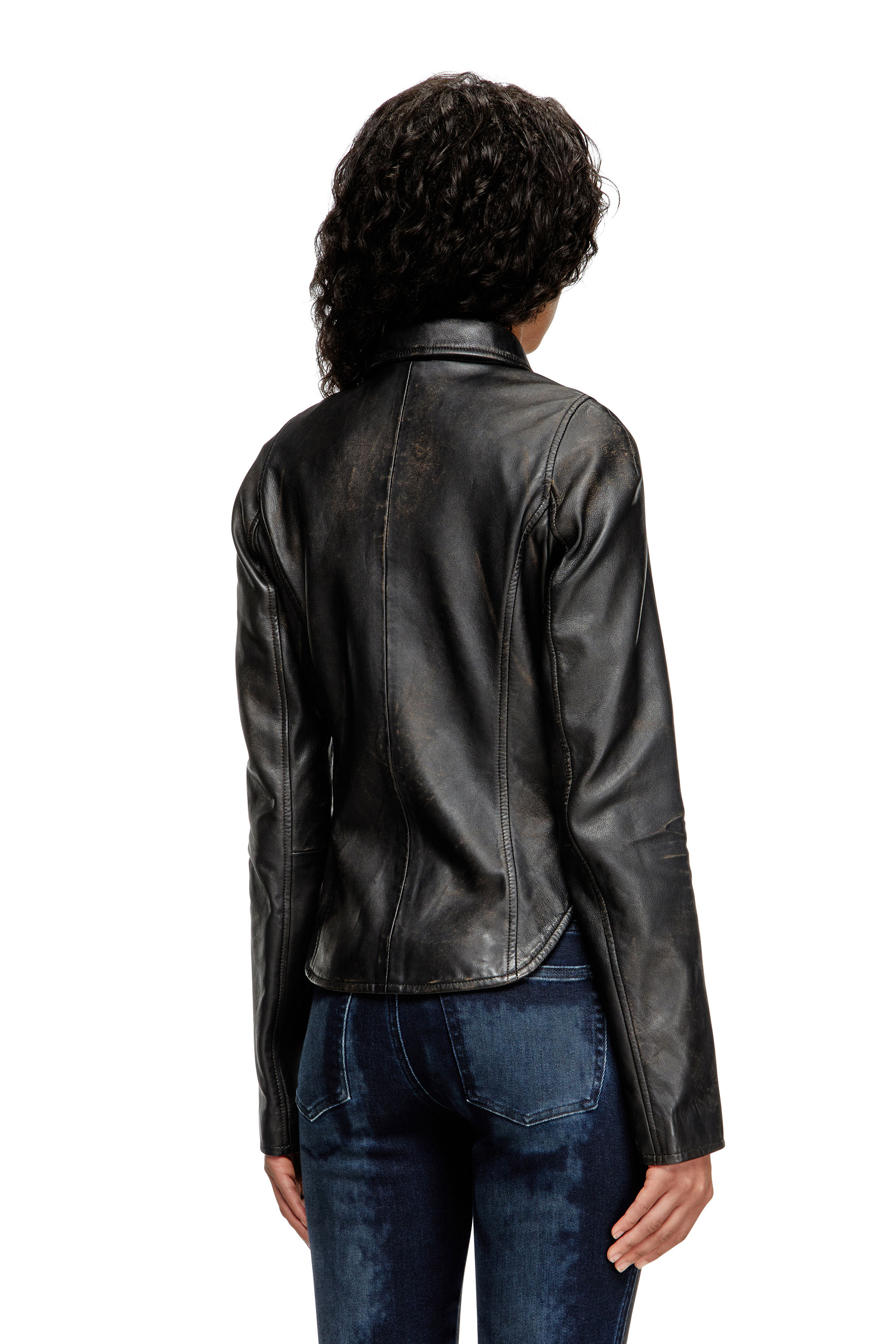 Diesel - L-EGRAD, Female's Distressed leather jacket in Black - 5