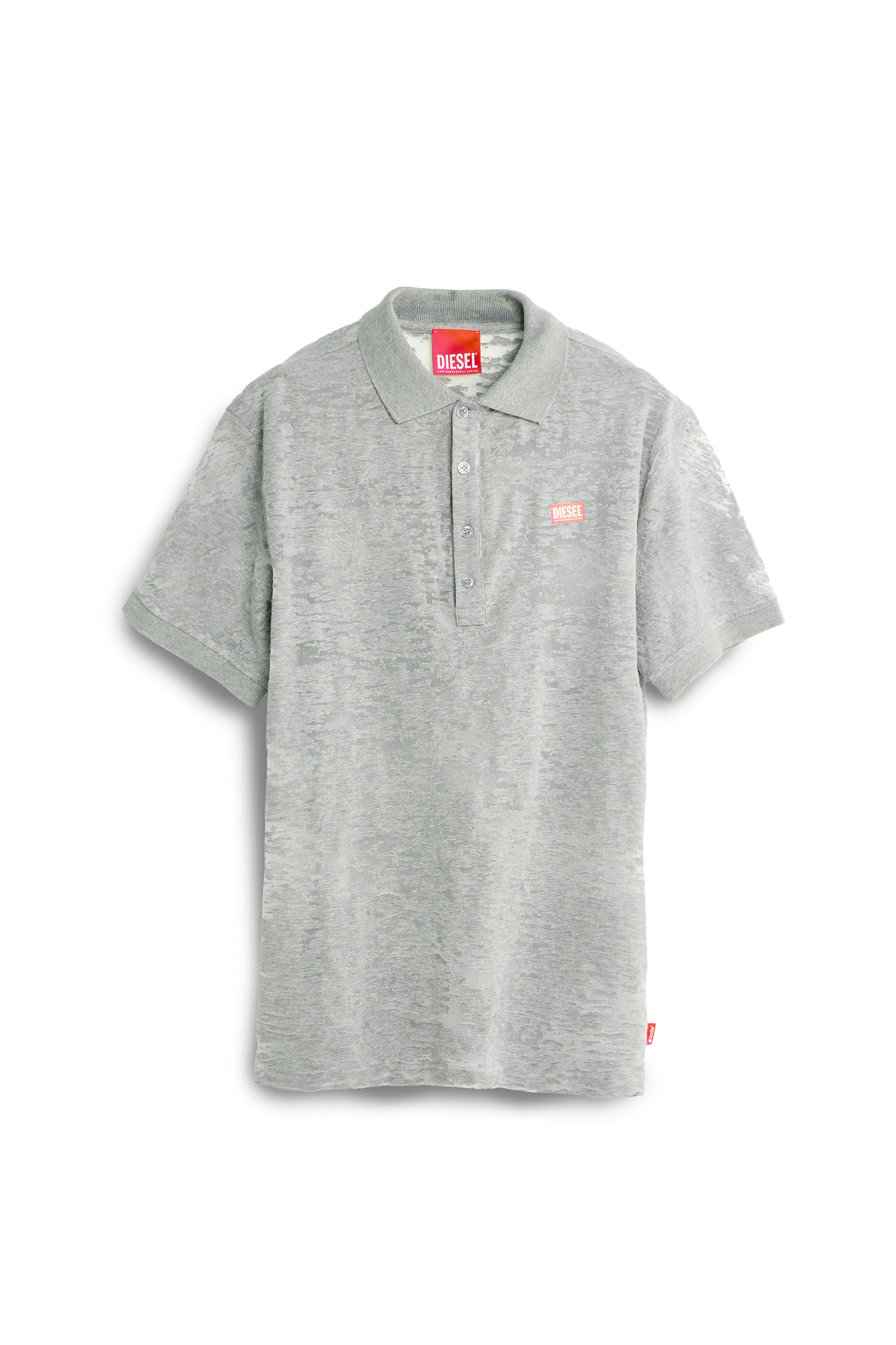 Diesel - PR-T-REJUST, Man's Polo shirt in all-over devor&eacute; jersey in Light Grey - 4