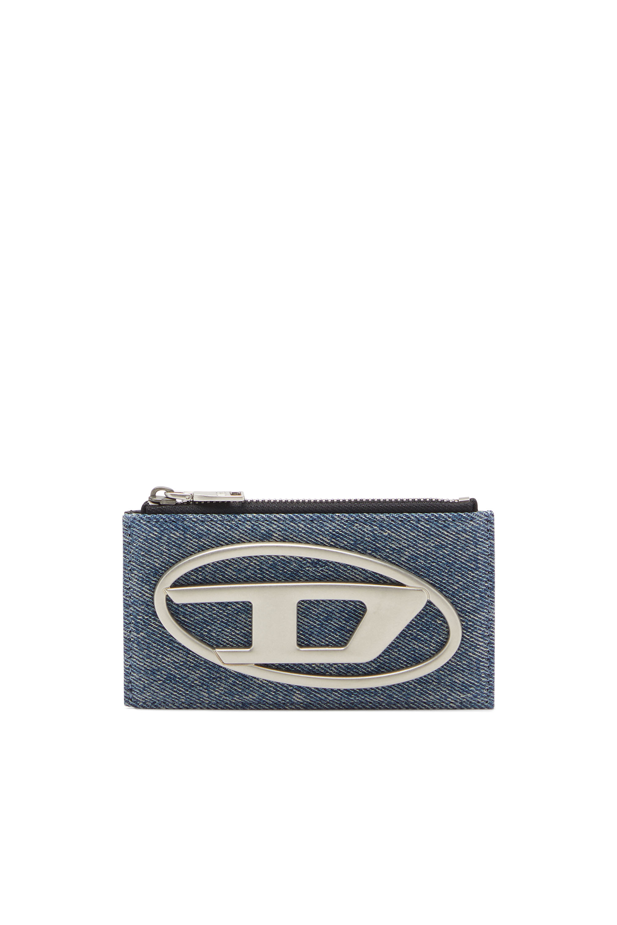 Diesel - 1DR CARD HOLDER III, Woman's Card holder in denim and leather in Blue - 1