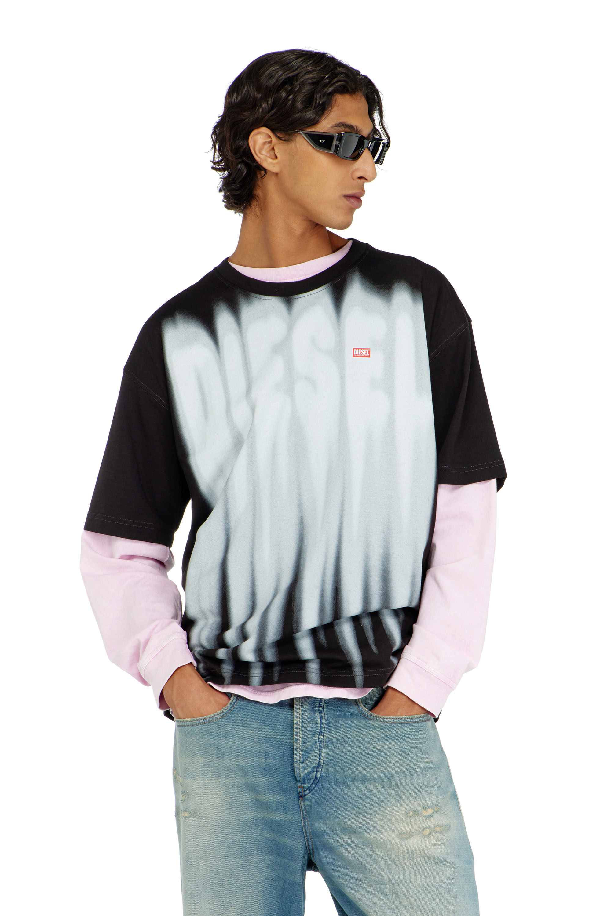 Diesel - T-BOXT-AA1, Male's Cotton T-shirt with bold logo print in null - 2