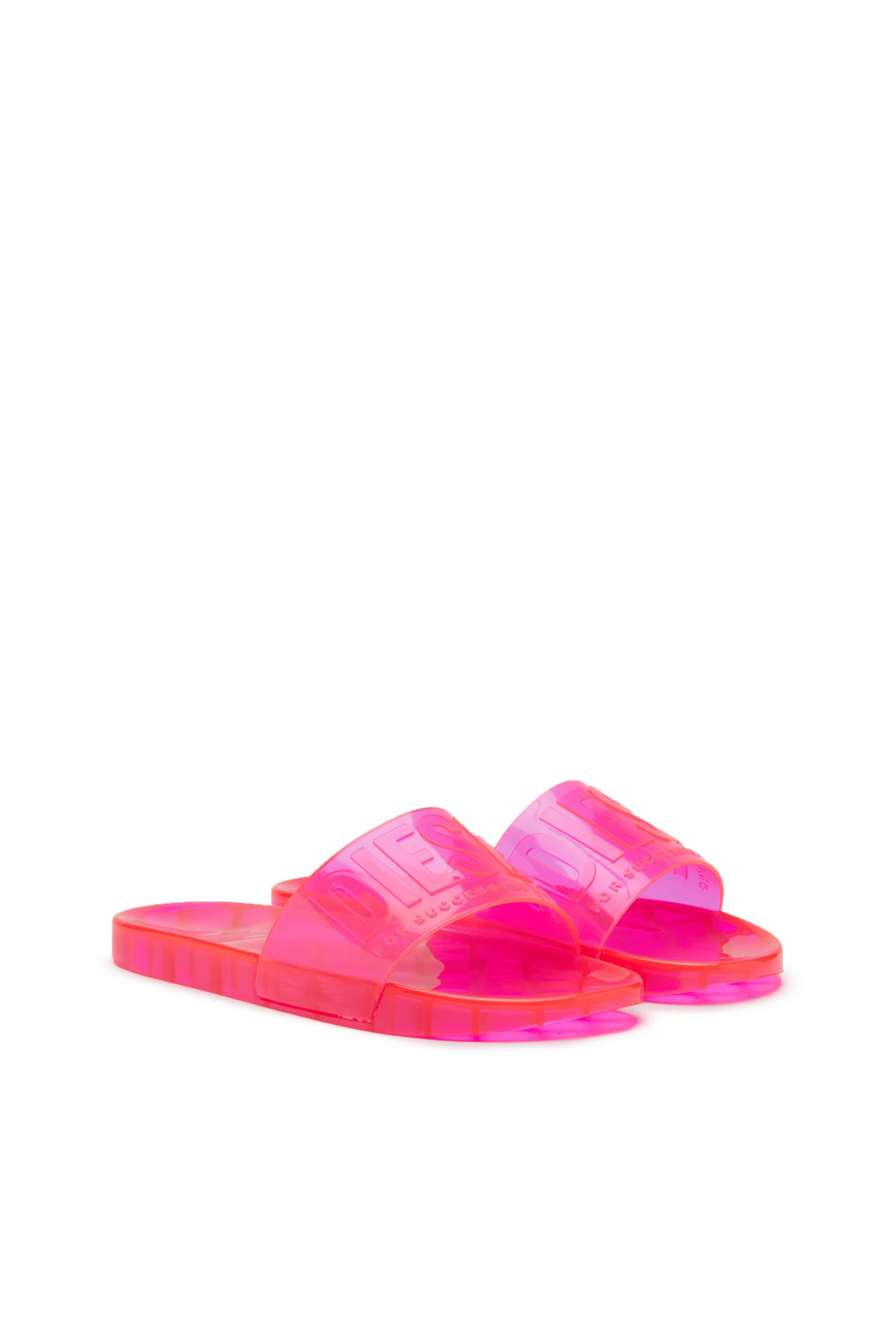 SA-KARAIBI GL X Woman: Pool slides in clear neon PVC | Diesel