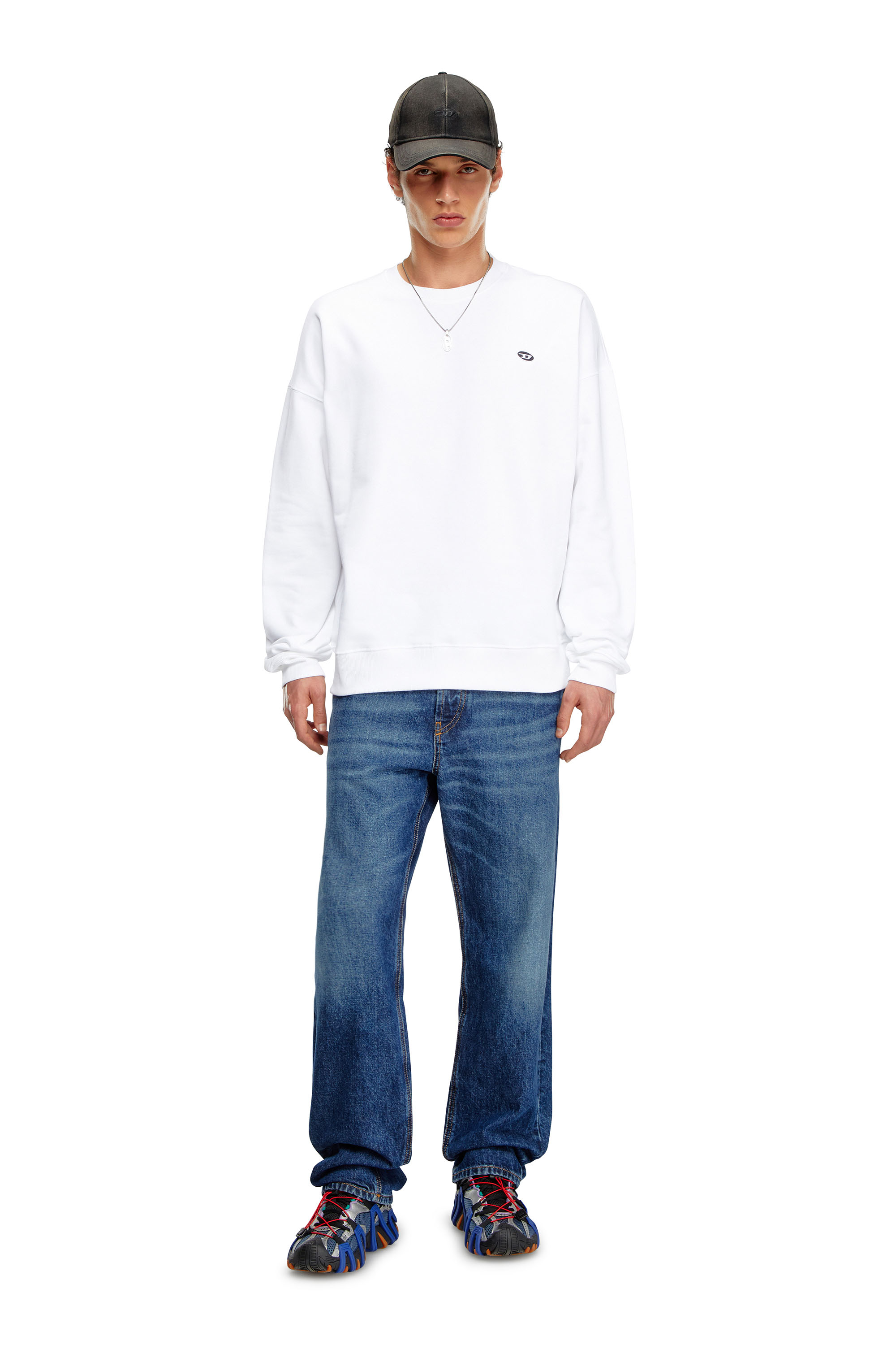 Diesel - S-ROB-DOVAL-PJ, Male's Sweatshirt with logo patch in White - 1