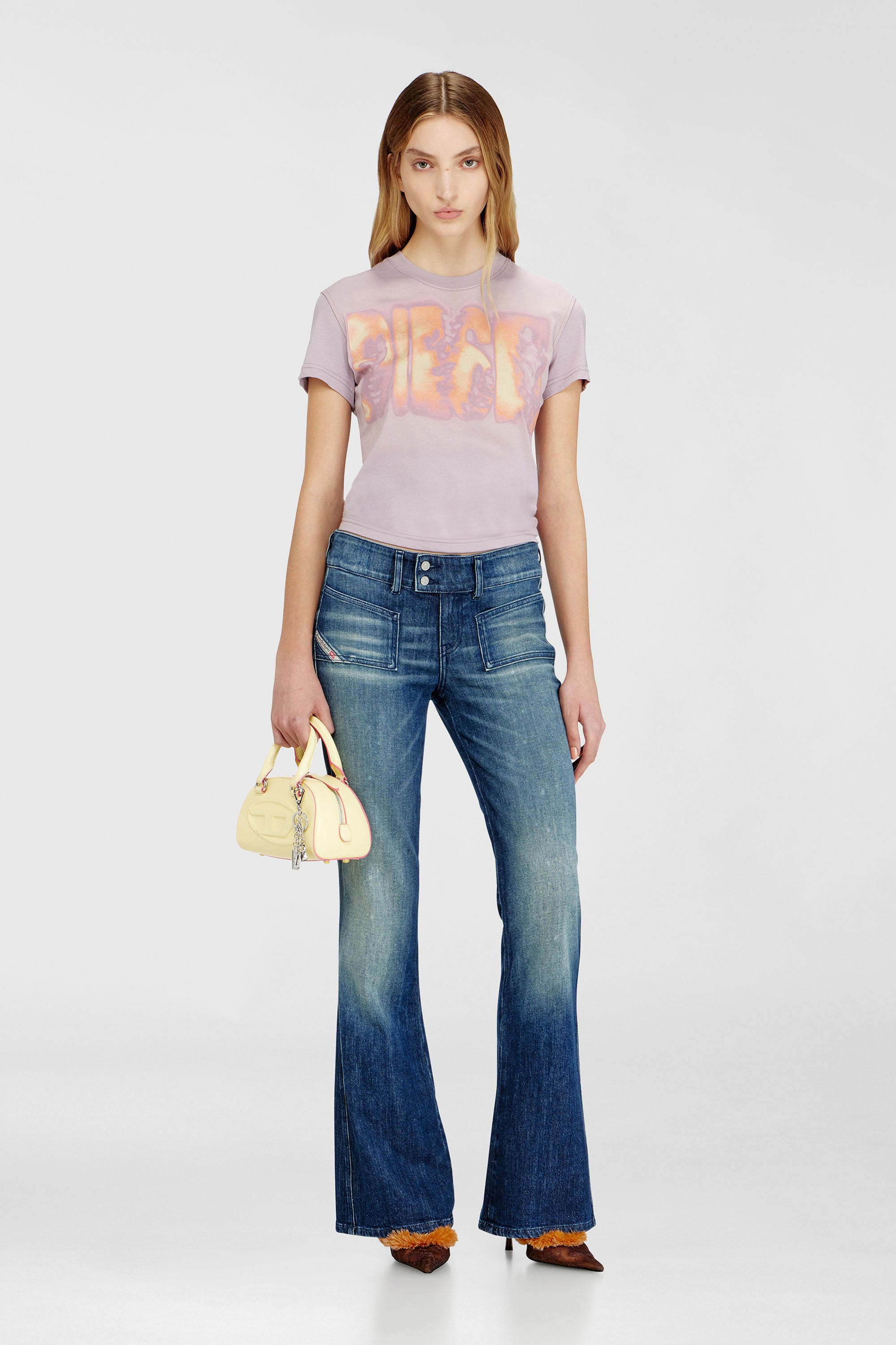 Diesel - T-ILA-AA3, Camiseta slim de punto con estampado gr&aacute;fico Mujer in Morado - 2