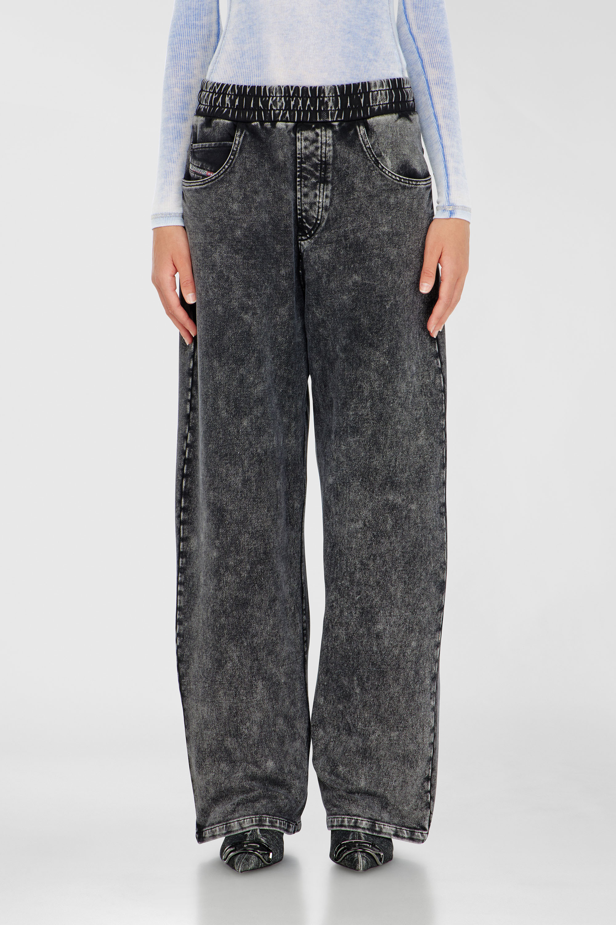 Diesel - P-STUKY, Woman's Sweatpants with denim effect in Dark grey - 3