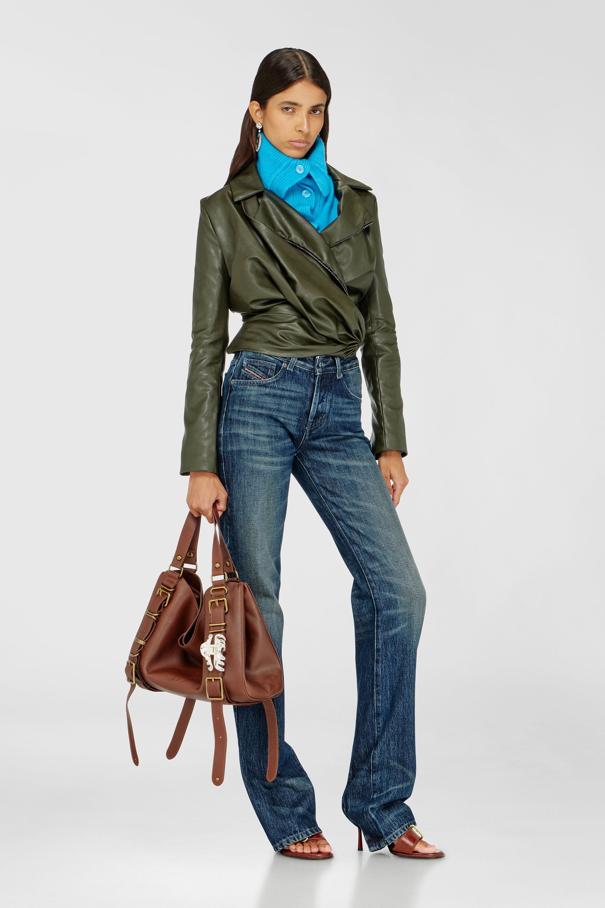 Diesel - G-DRAP, Veste drap&eacute;e effet portefeuille Femme in Vert - 1
