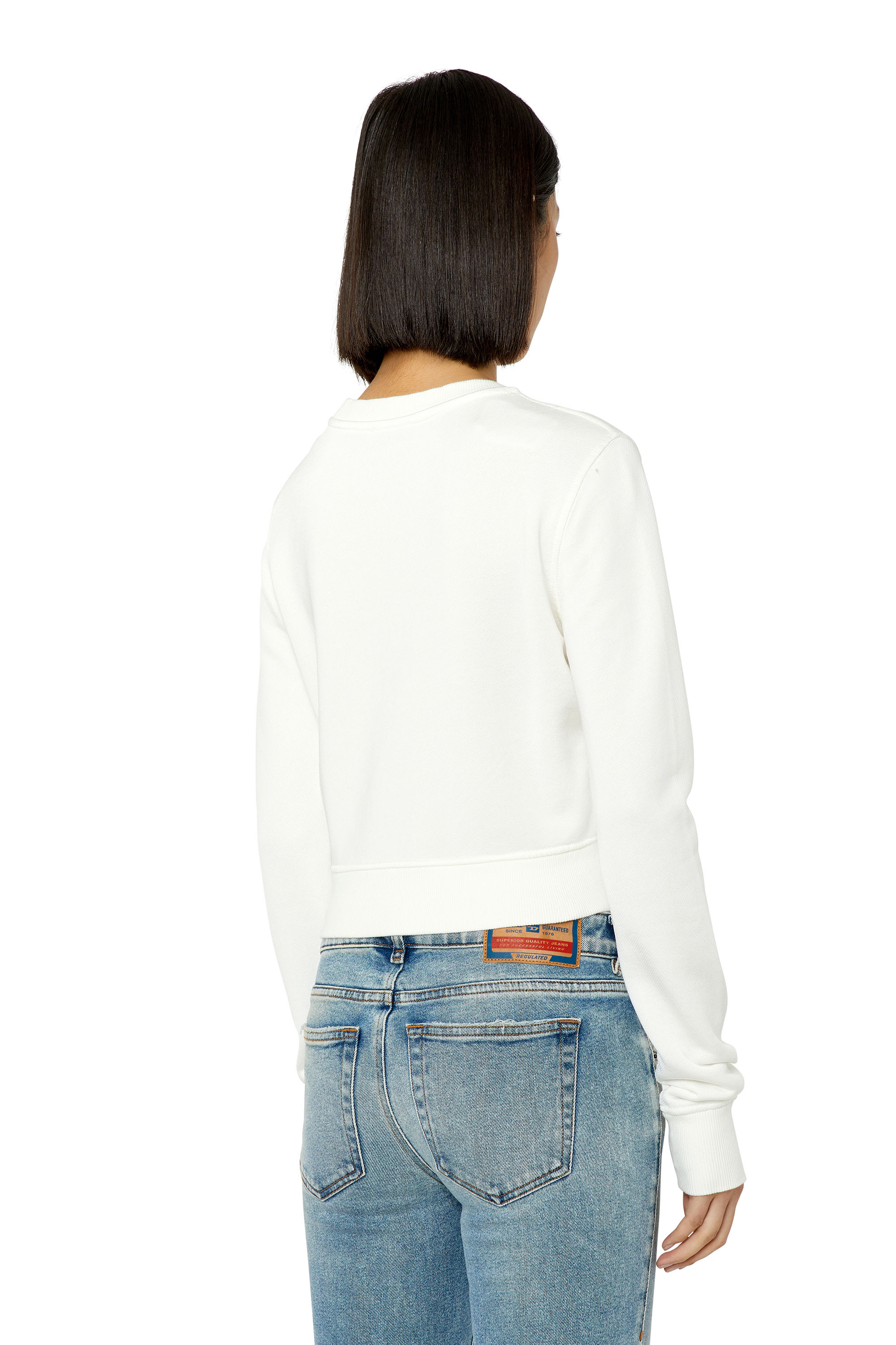 Diesel - F-SLIMMY-G3, Woman's Sweatshirt with Diesel emblem embroidery in White - 4